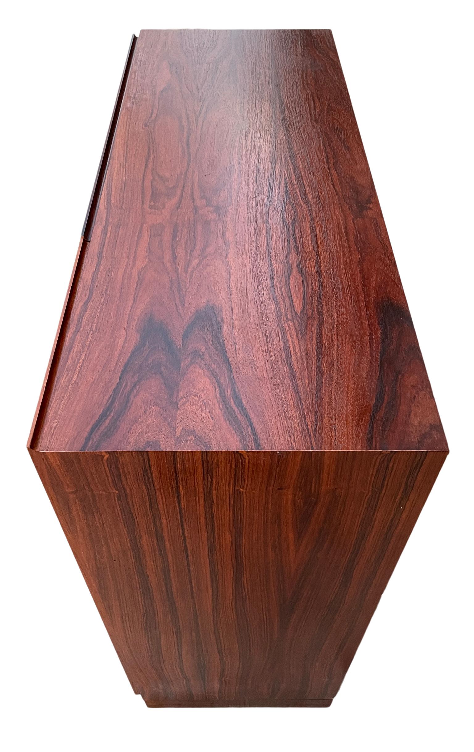 Woodwork Mid-Century Tall Danish Modern Rosewood Dresser Wardrobe 12-Drawer Denmark For Sale