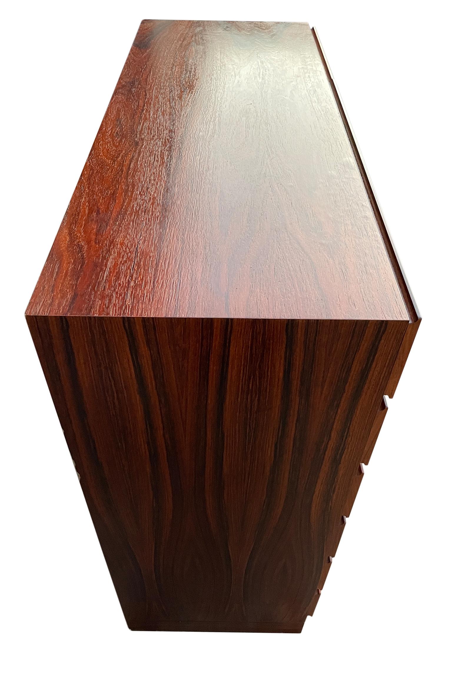 Woodwork Mid-Century Tall Danish Modern Rosewood Dresser Wardrobe 12-Drawer Denmark For Sale