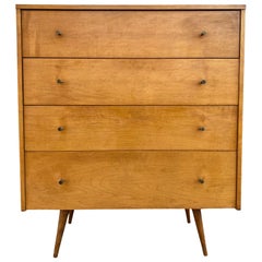Midcentury Tall Chest Of Drawers by Paul McCobb Planner Group #1501 Maple Brass Knobs