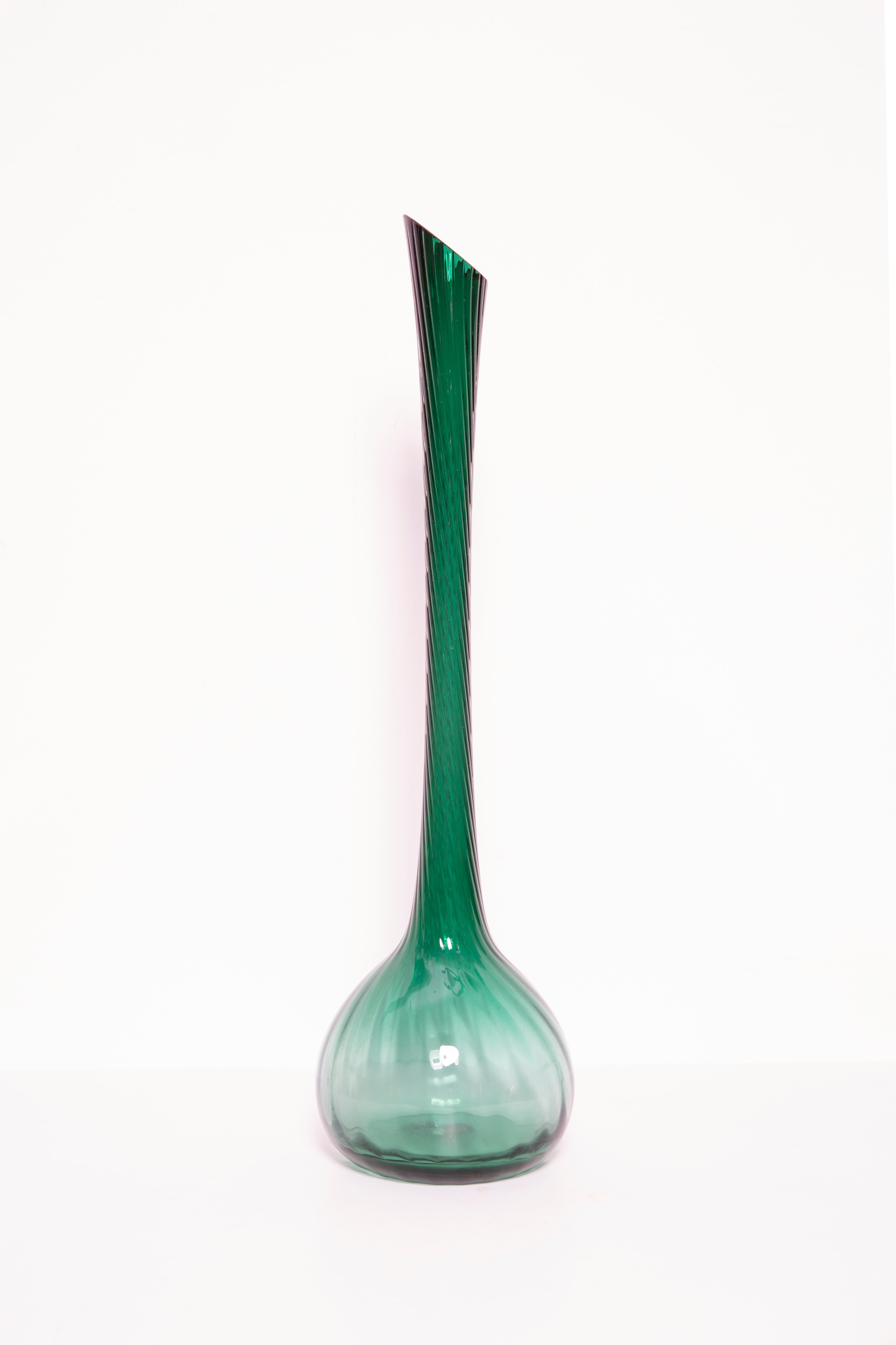 Italian Midcentury Tall Green Vase, Europe, 1960s For Sale