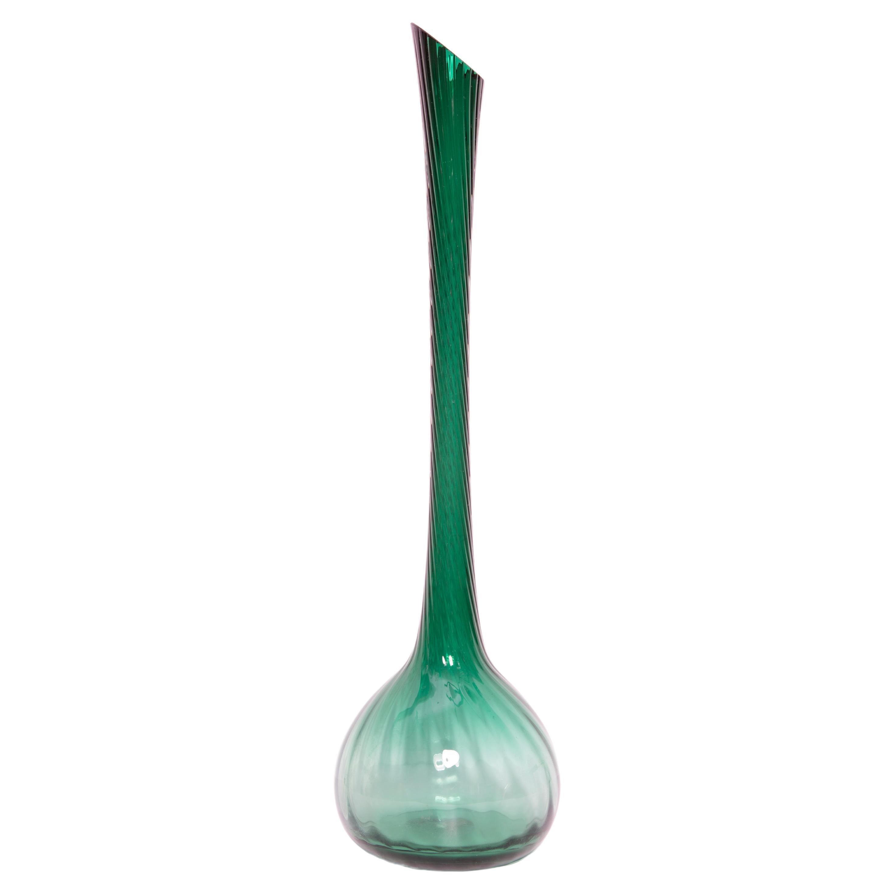 Midcentury Tall Green Vase, Europe, 1960s For Sale