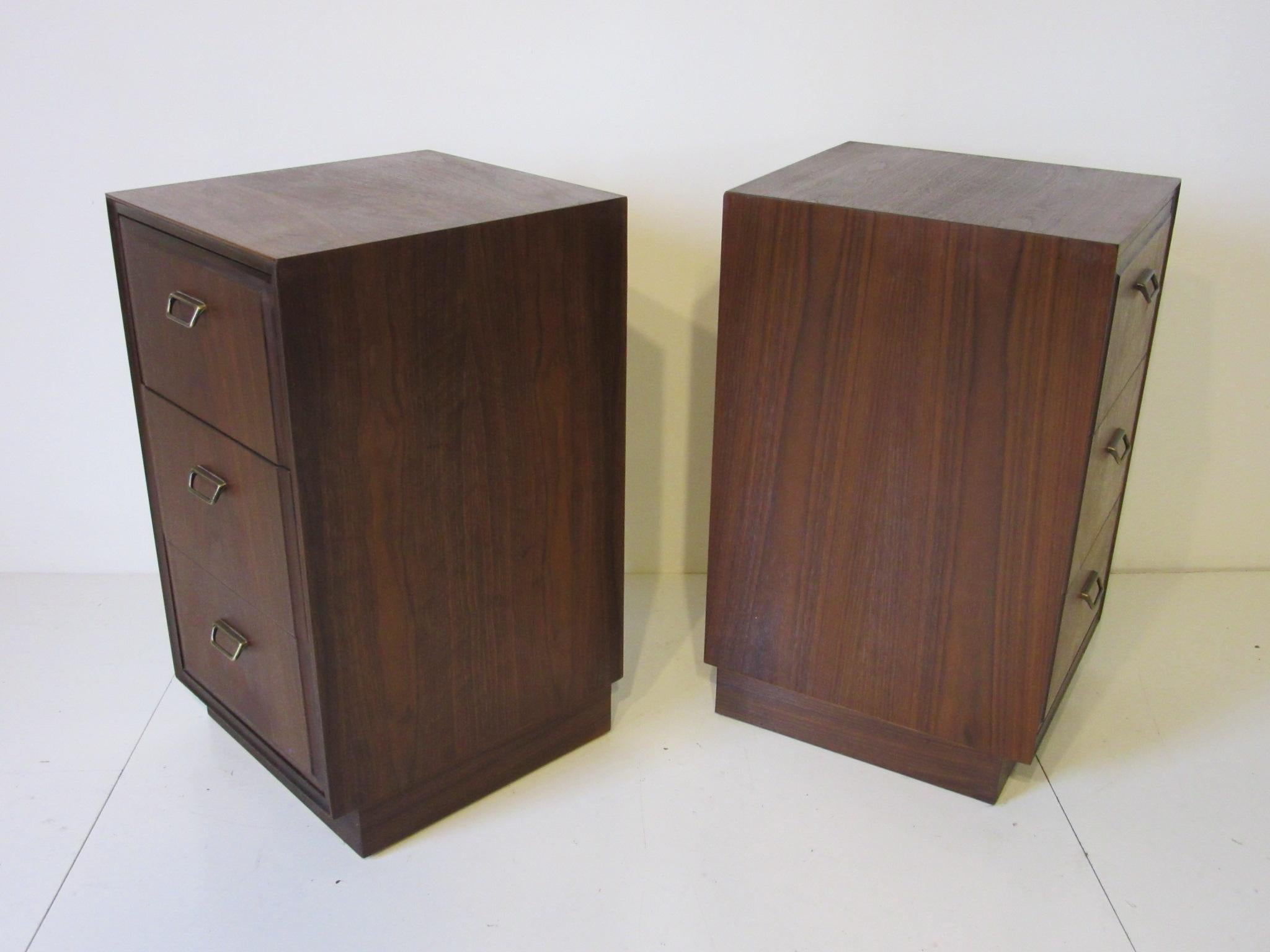 Mid-Century Modern Midcentury Tall Profile Walnut Nightstands by Founders