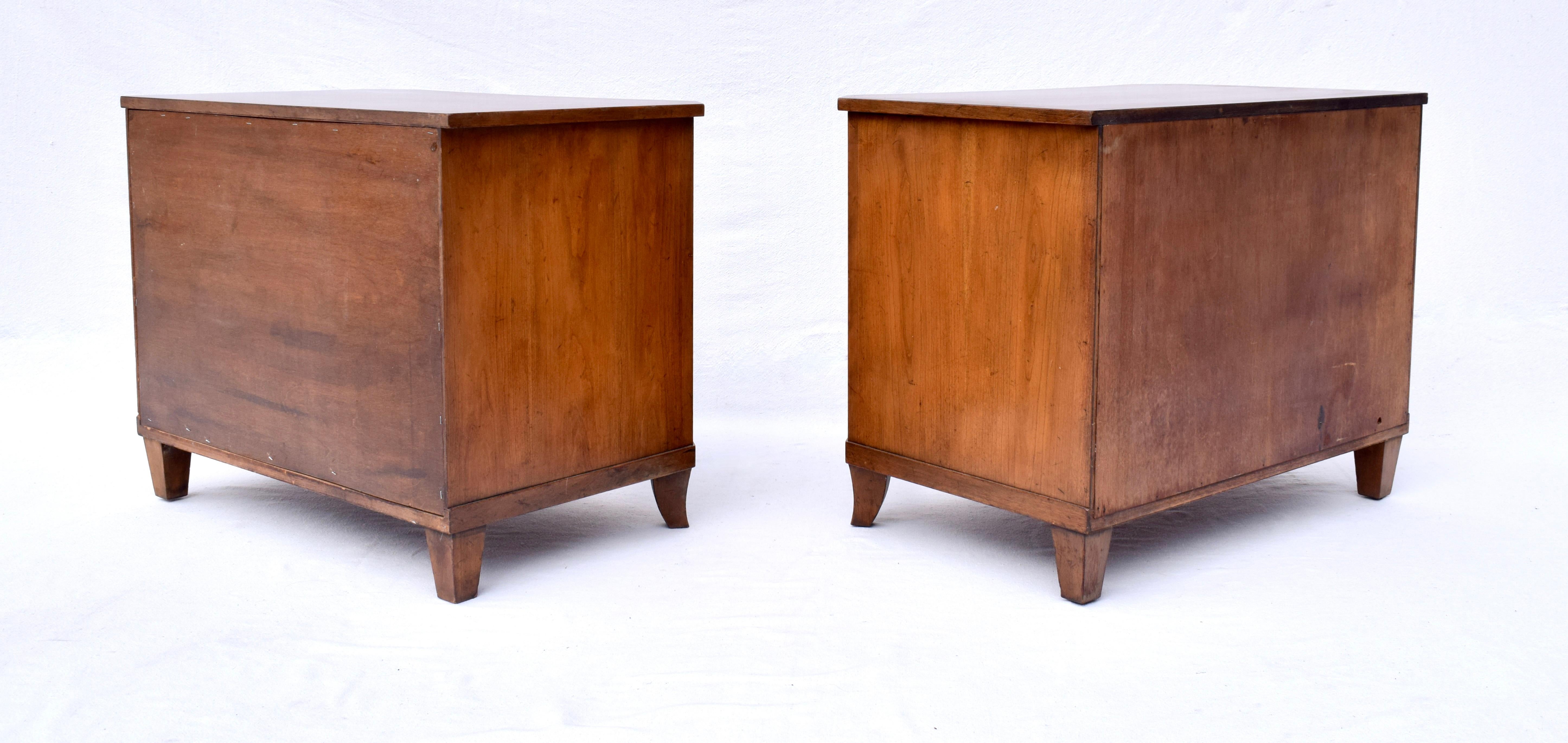 20th Century Midcentury Tambour Door Nightstand Cabinets by Baker For Sale