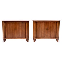 Used Midcentury Tambour Door Nightstand Cabinets by Baker