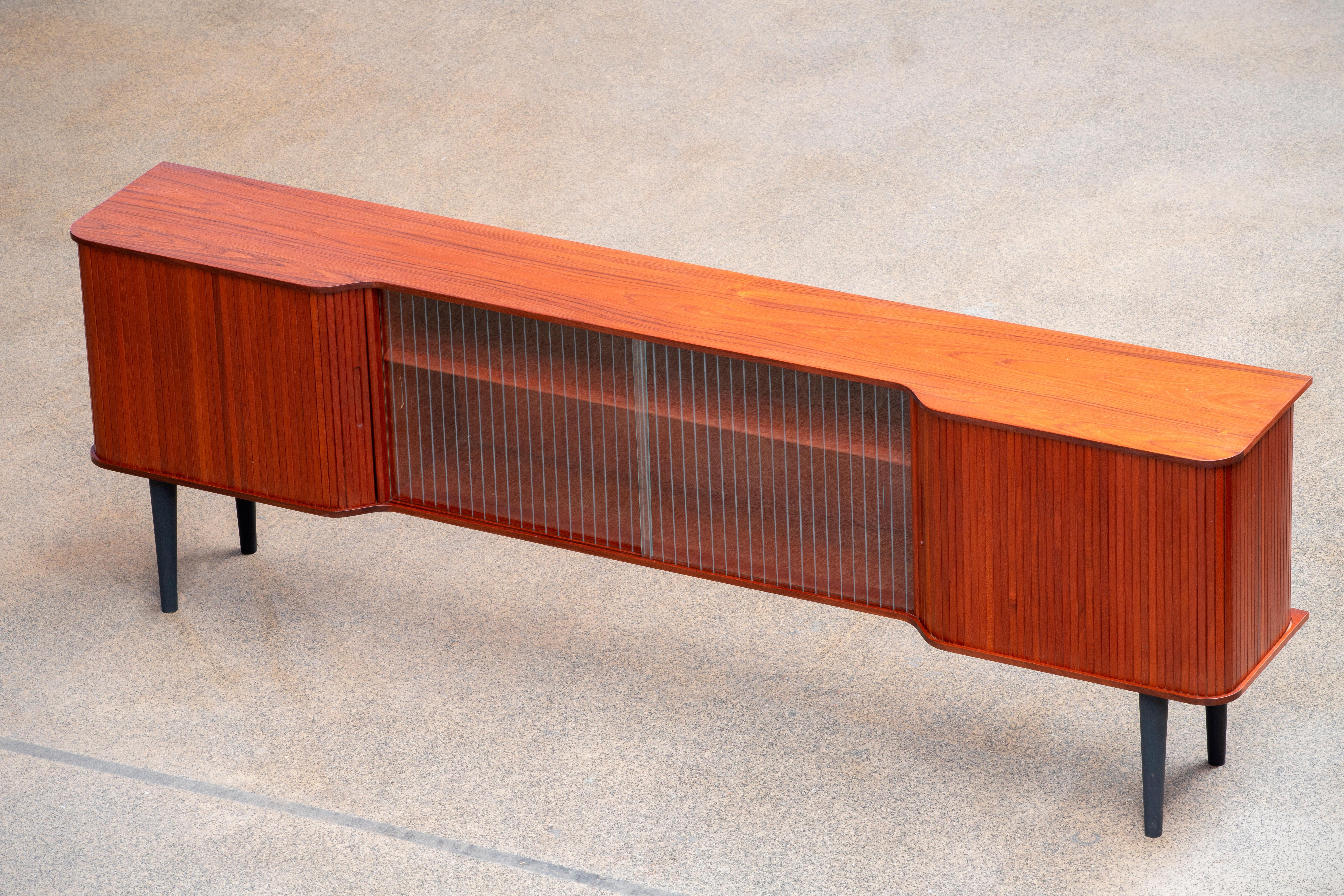 Midcentury Tambour Doors Danish Teak Sideboard, 1960s 7