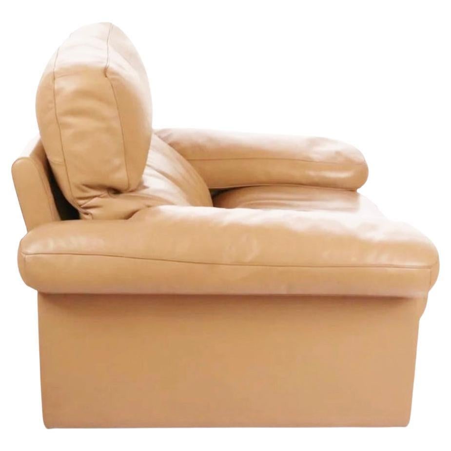 Mid-Century Modern Fauteuil de salon en cuir brun clair mi-siècle par Tito Agnoli Poltrona Frau en vente