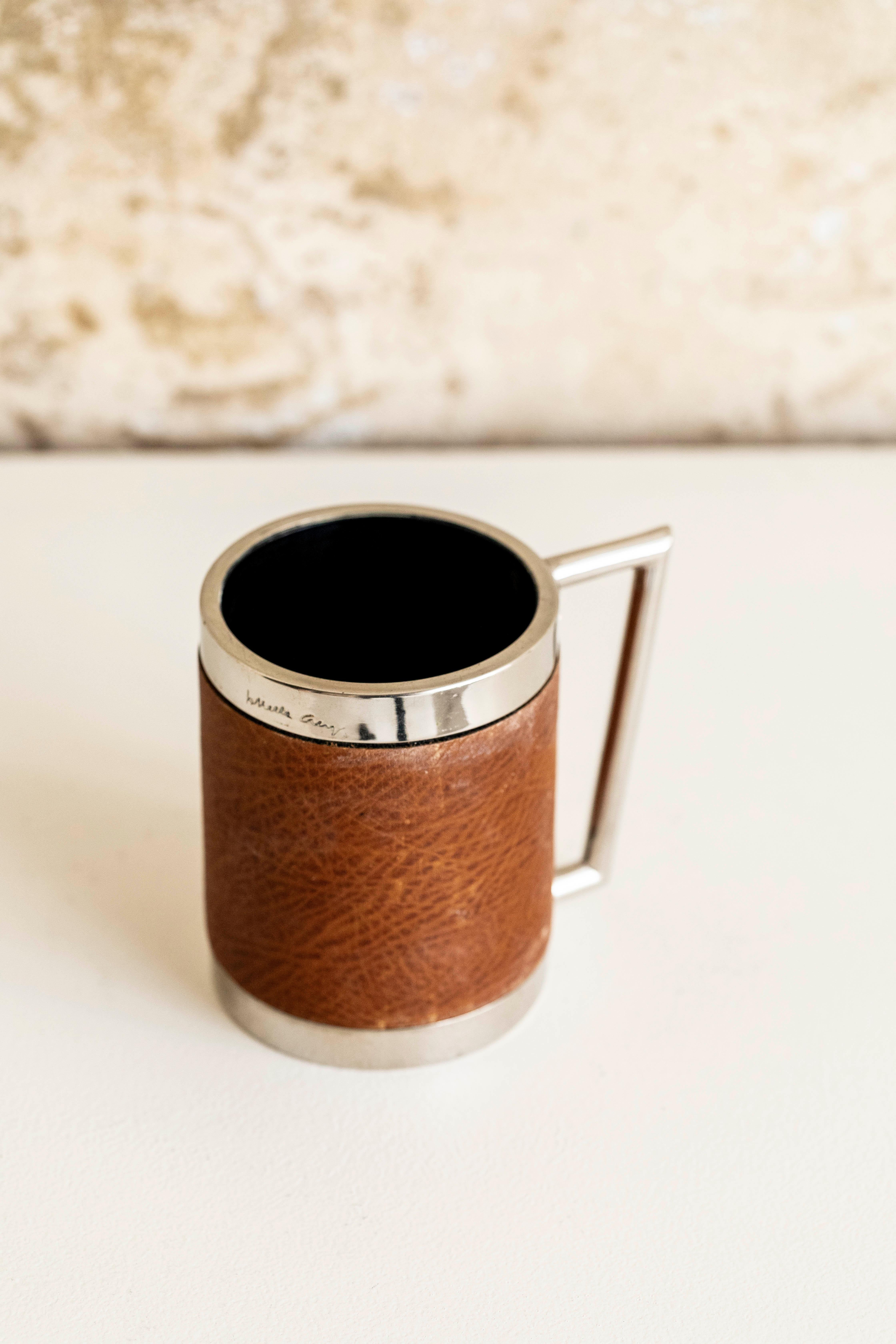 Steel Midcentury tankard designed by Gabriella Crespi, Italy  For Sale