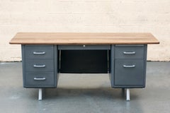 Midcentury Tanker Desk with Custom Walnut Top