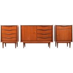 Retro Midcentury Tapered Three-Piece Sideboard in Teak from the 1950s