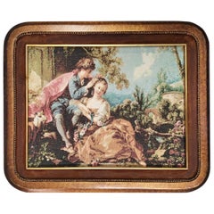Midcentury Tapestry with Velvet Frame