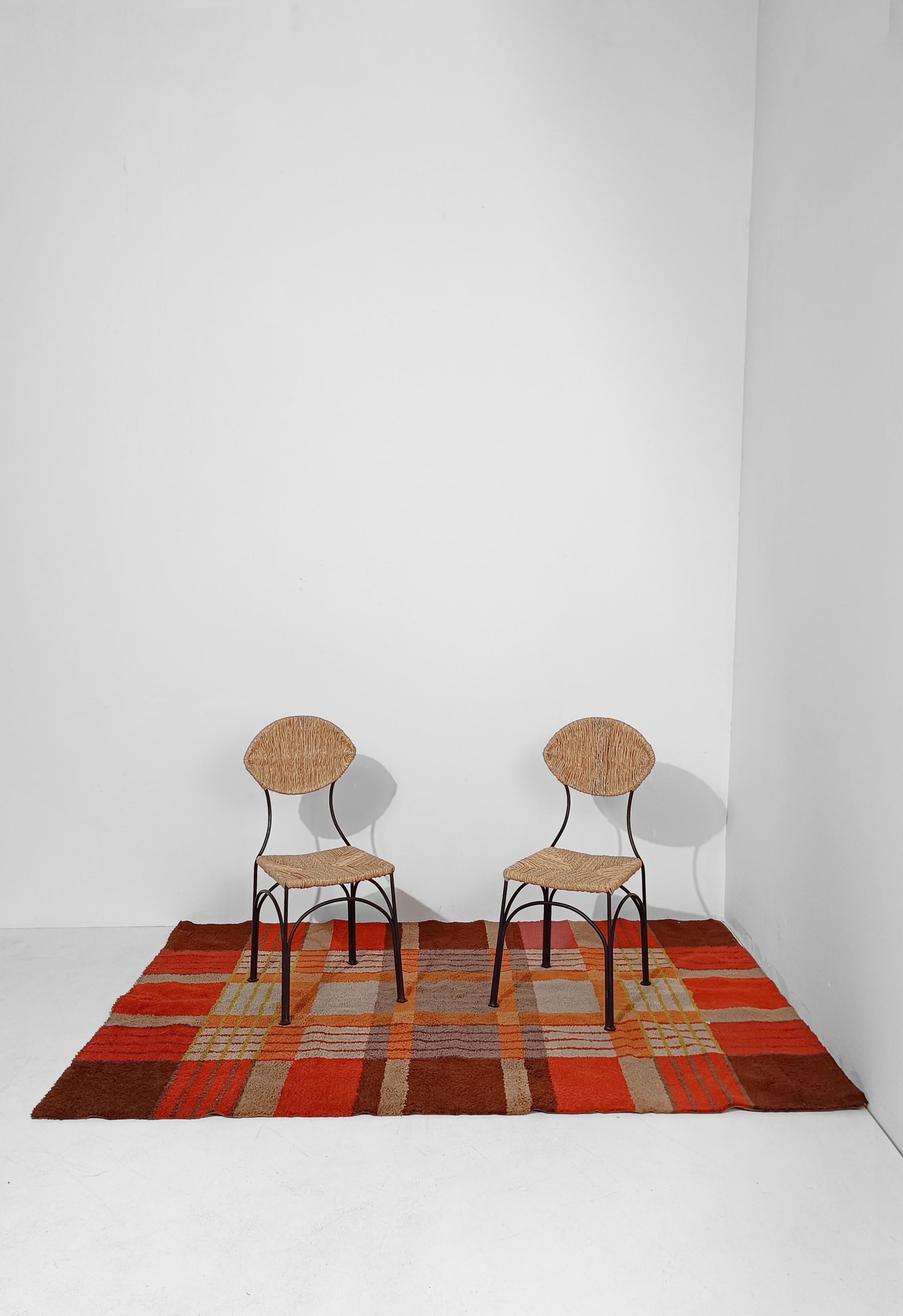 20th Century MidCentury Tartan Geometric Graphic Rug in Pure Wool, Italy 1970s For Sale