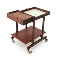 Midcentury Teak and Brass Italian Bar Cart, 1960s