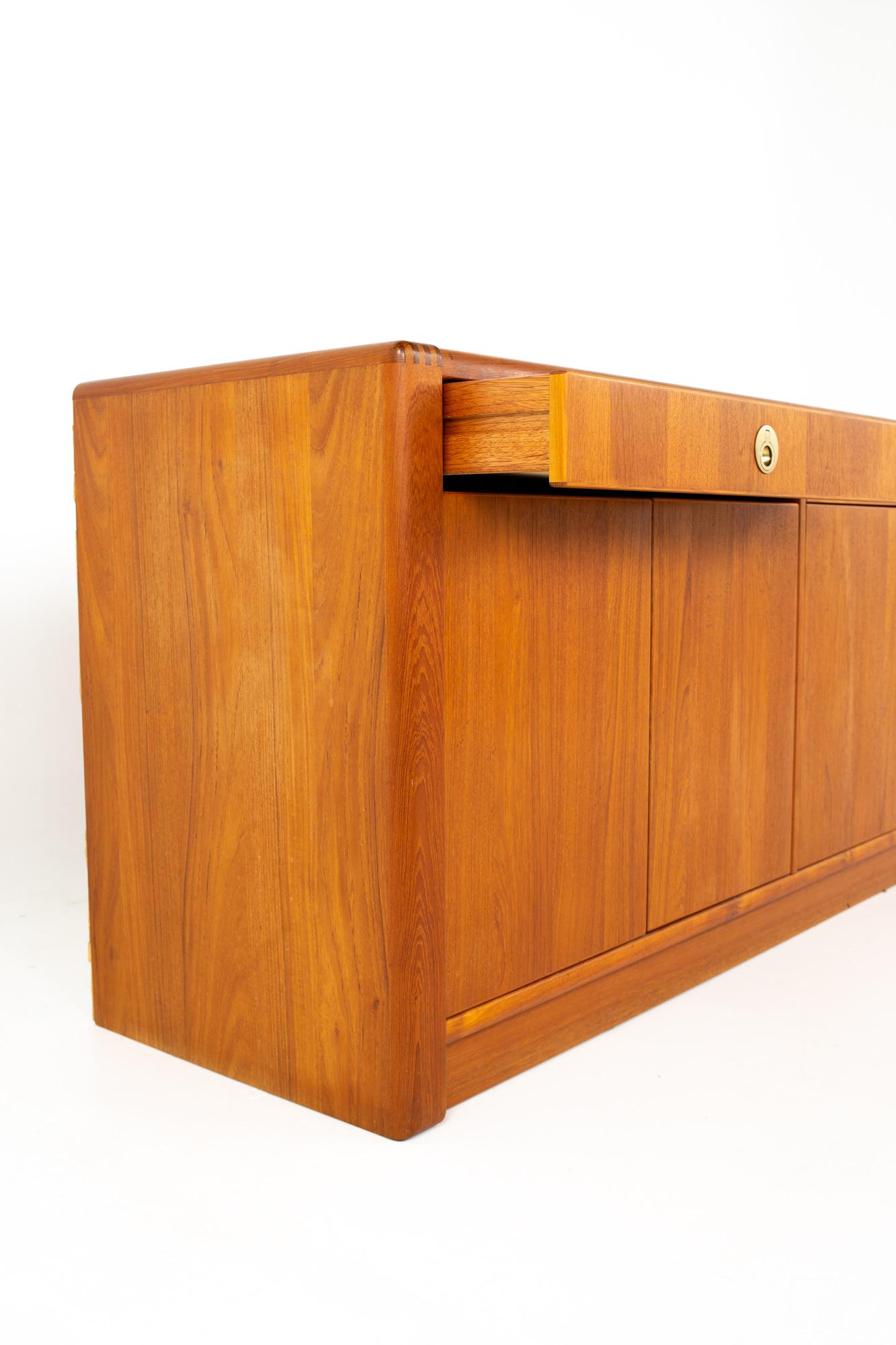 American Mid Century Teak and Brass Sideboard Buffet Credenza