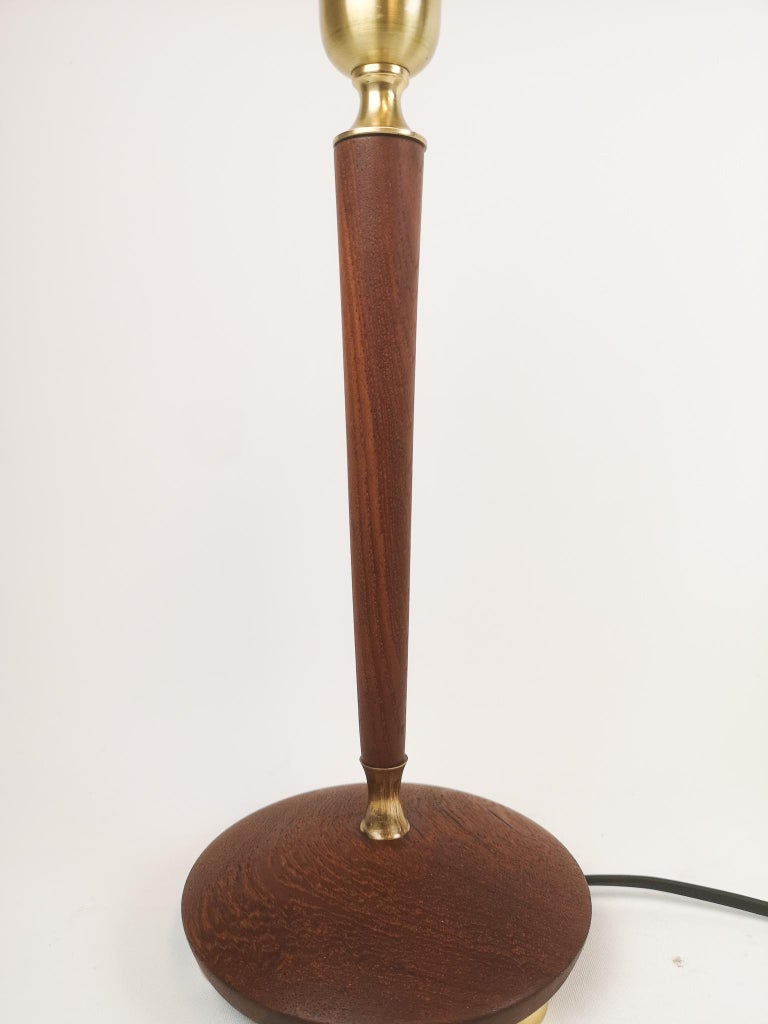 Midcentury Teak and Brass Table Lamp Sweden 1950s For Sale 4