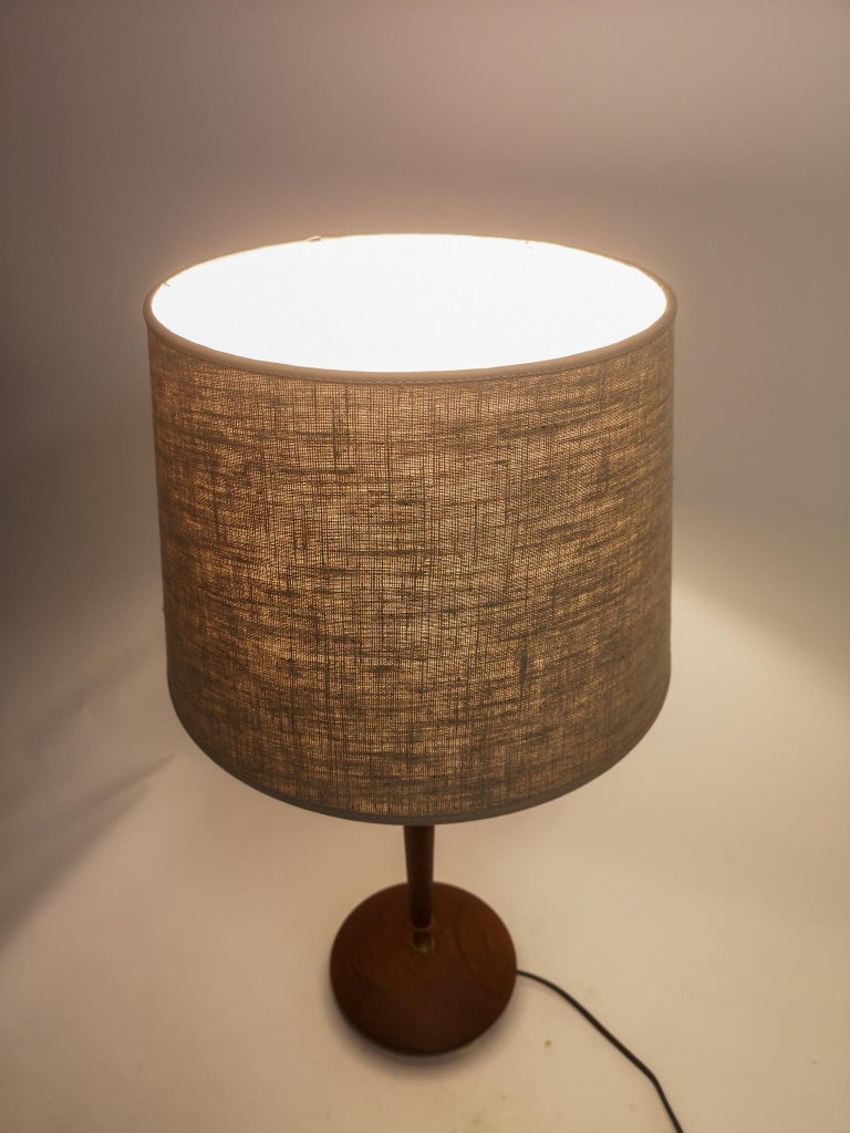 Mid-20th Century Midcentury Teak and Brass Table Lamp Sweden 1950s For Sale