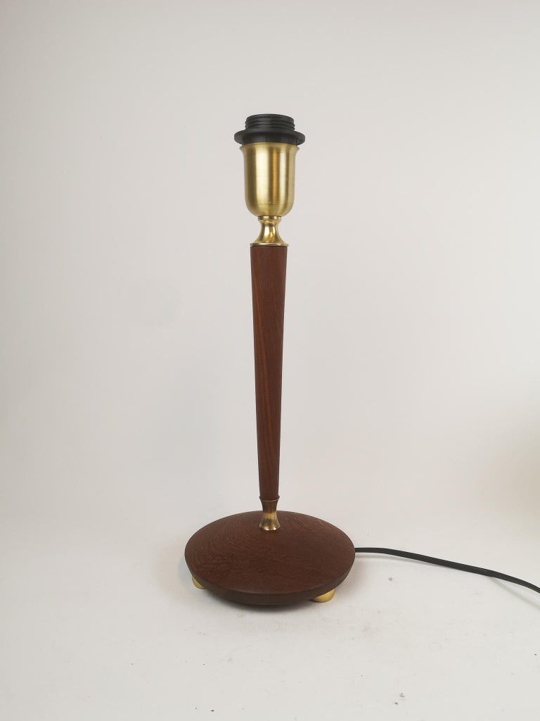 Midcentury Teak and Brass Table Lamp Sweden 1950s For Sale 1