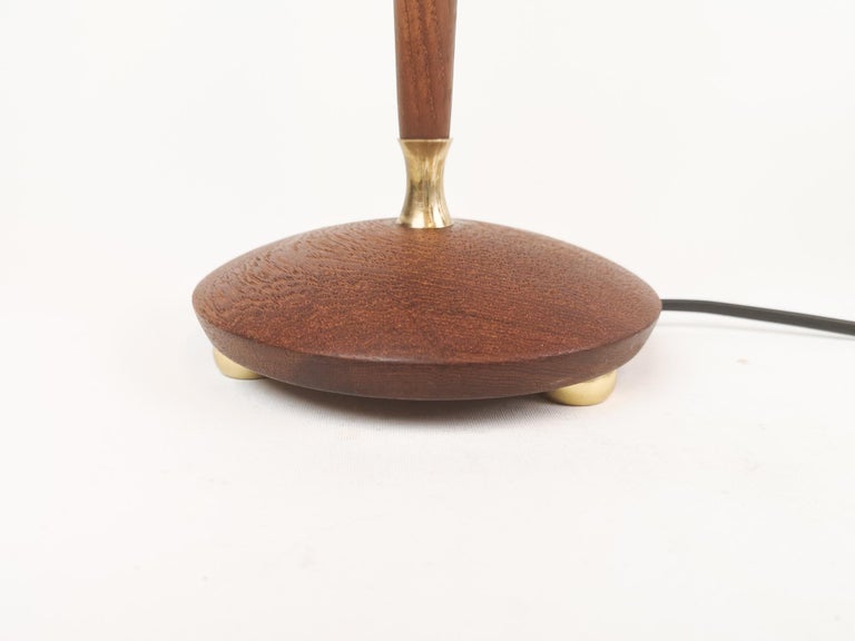 Midcentury Teak and Brass Table Lamp Sweden 1950s For Sale 3