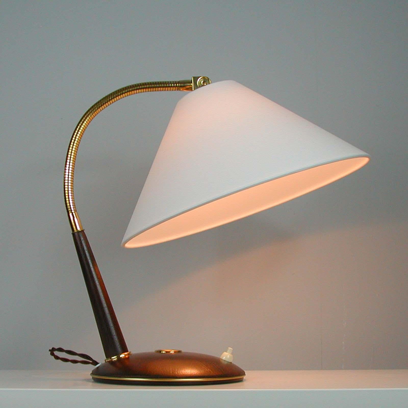 Midcentury Teak and Brass Temde Table or Desk Lamp, 1950s 8
