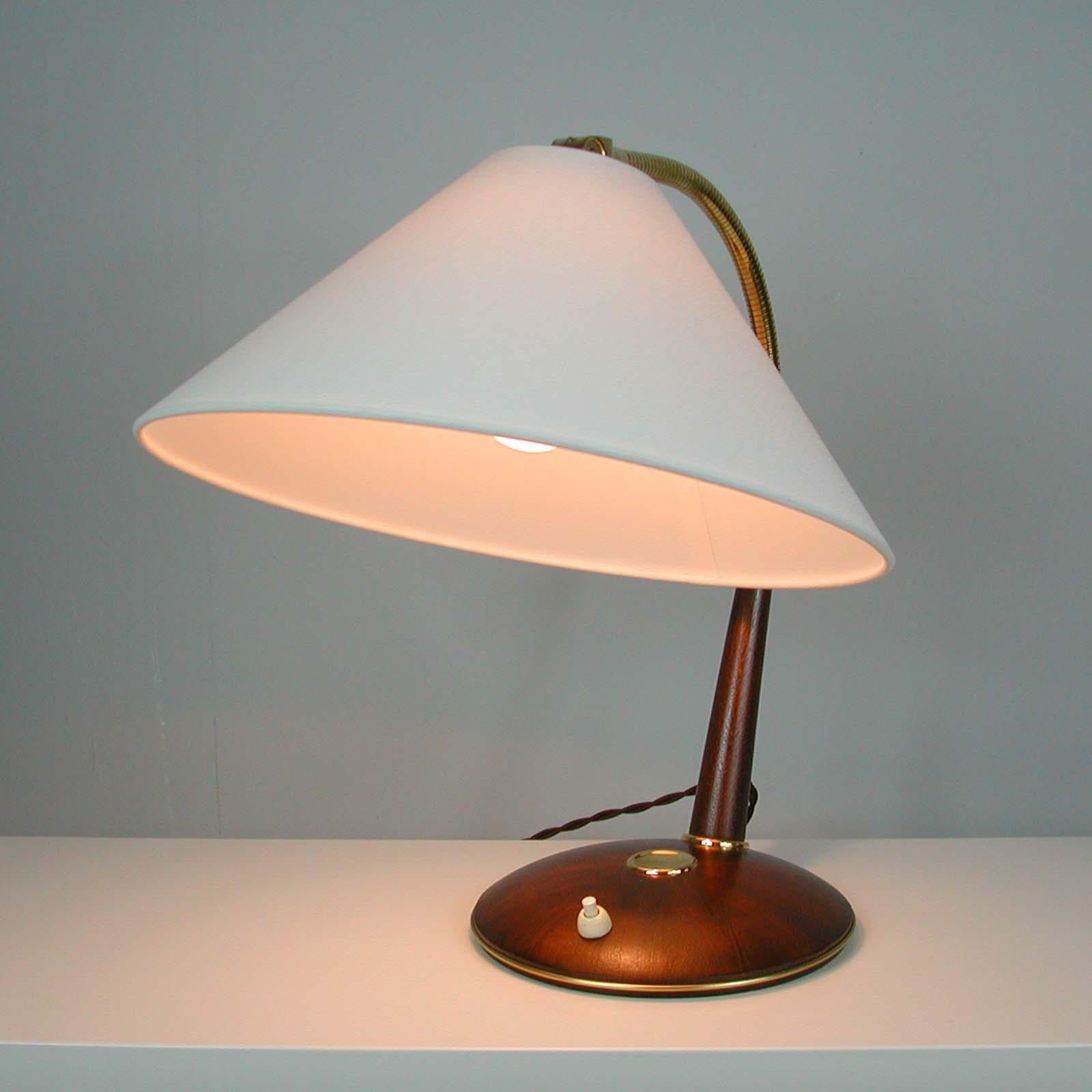 Midcentury Teak and Brass Temde Table or Desk Lamp, 1950s 9