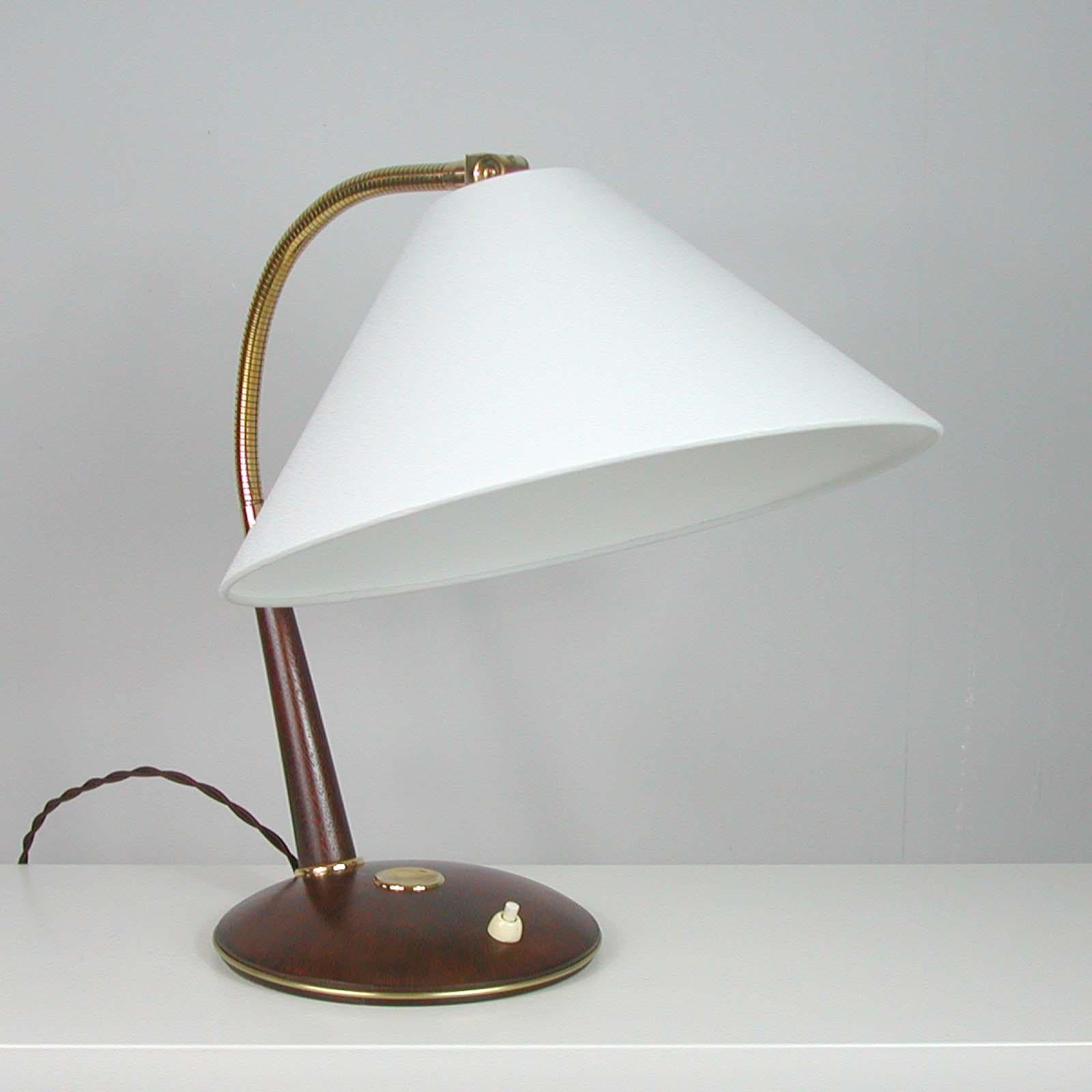 Midcentury Teak and Brass Temde Table or Desk Lamp, 1950s 10