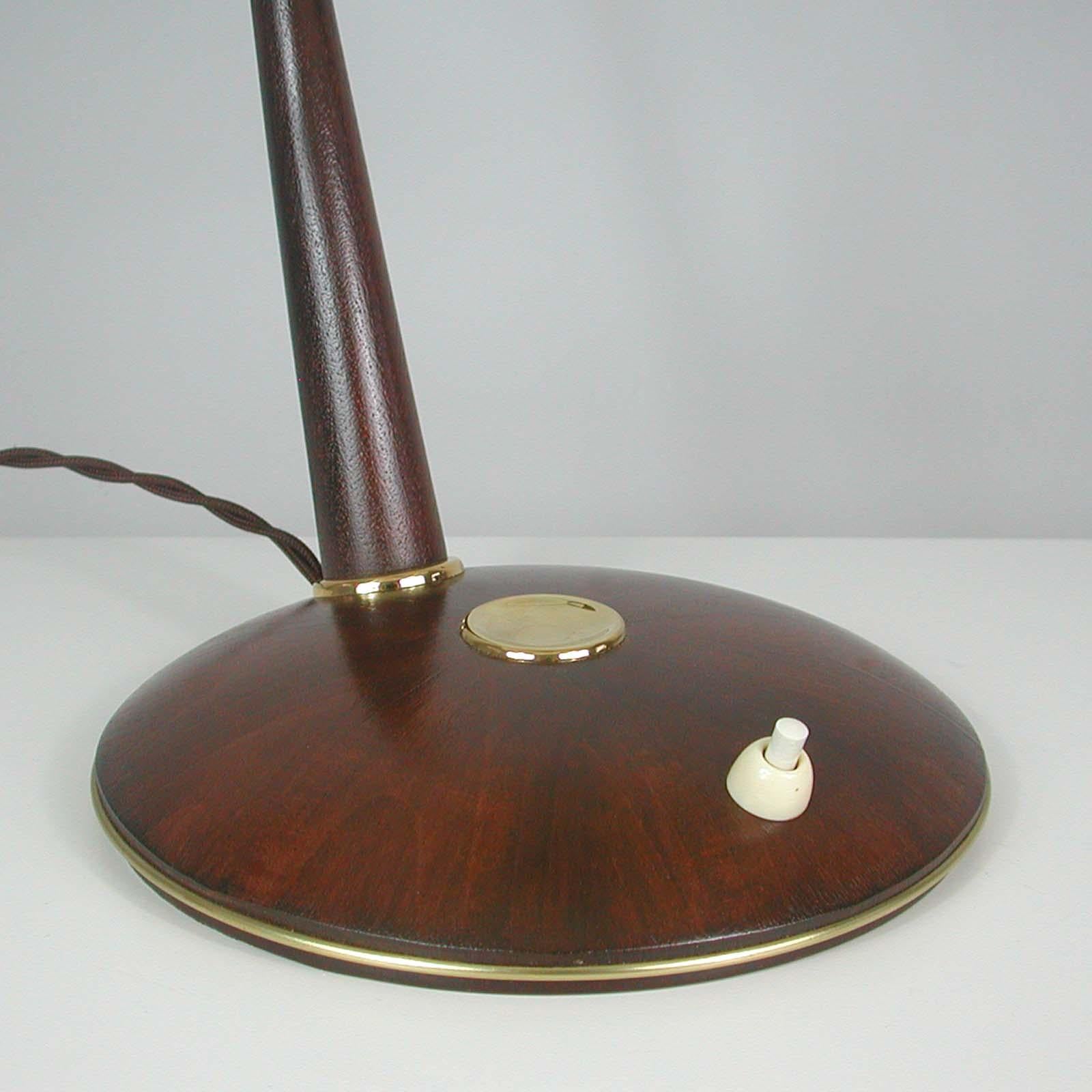 Midcentury Teak and Brass Temde Table or Desk Lamp, 1950s 2