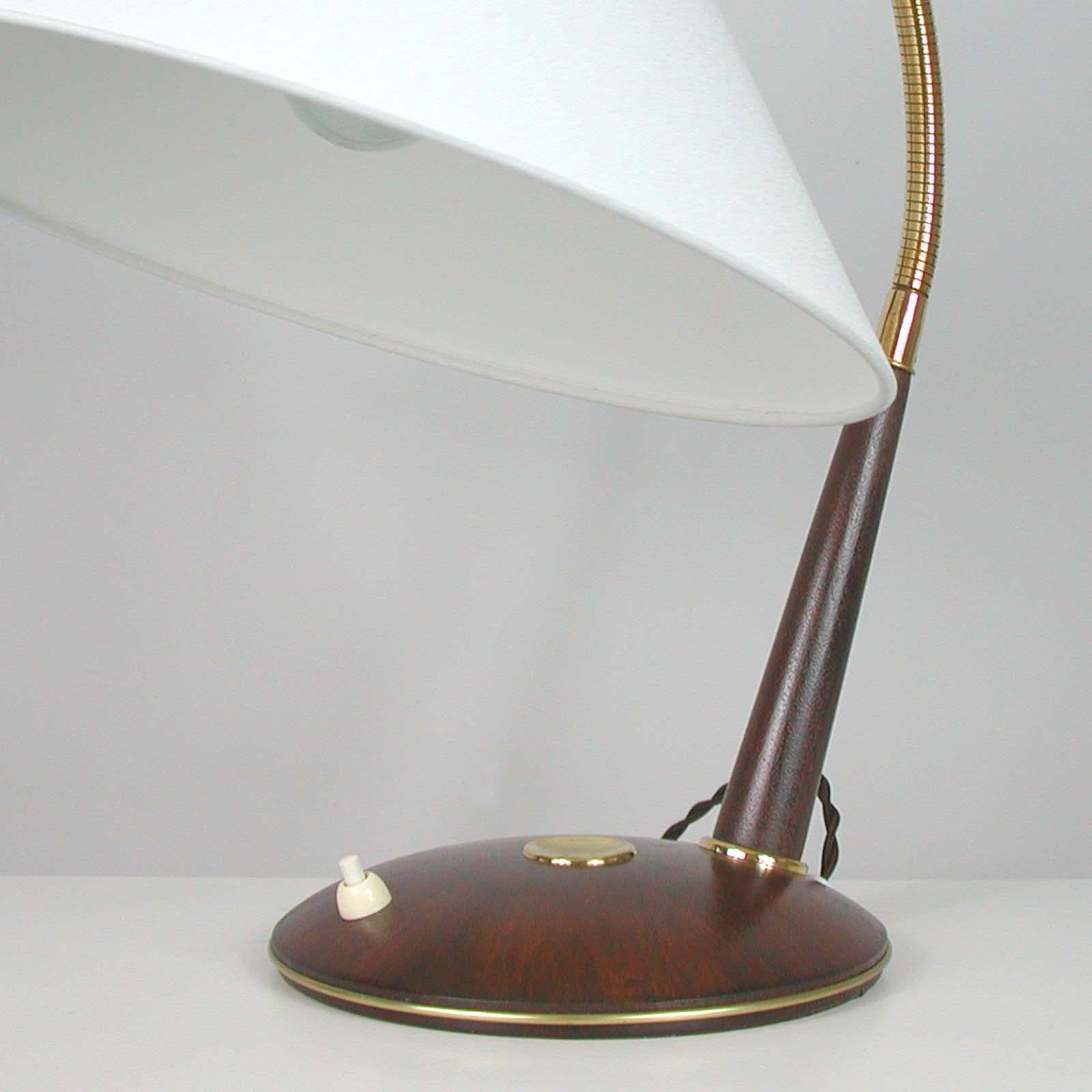 Midcentury Teak and Brass Temde Table or Desk Lamp, 1950s 3