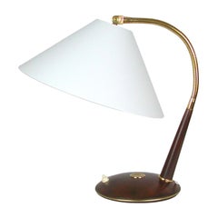 Midcentury Teak and Brass Temde Table or Desk Lamp, 1950s
