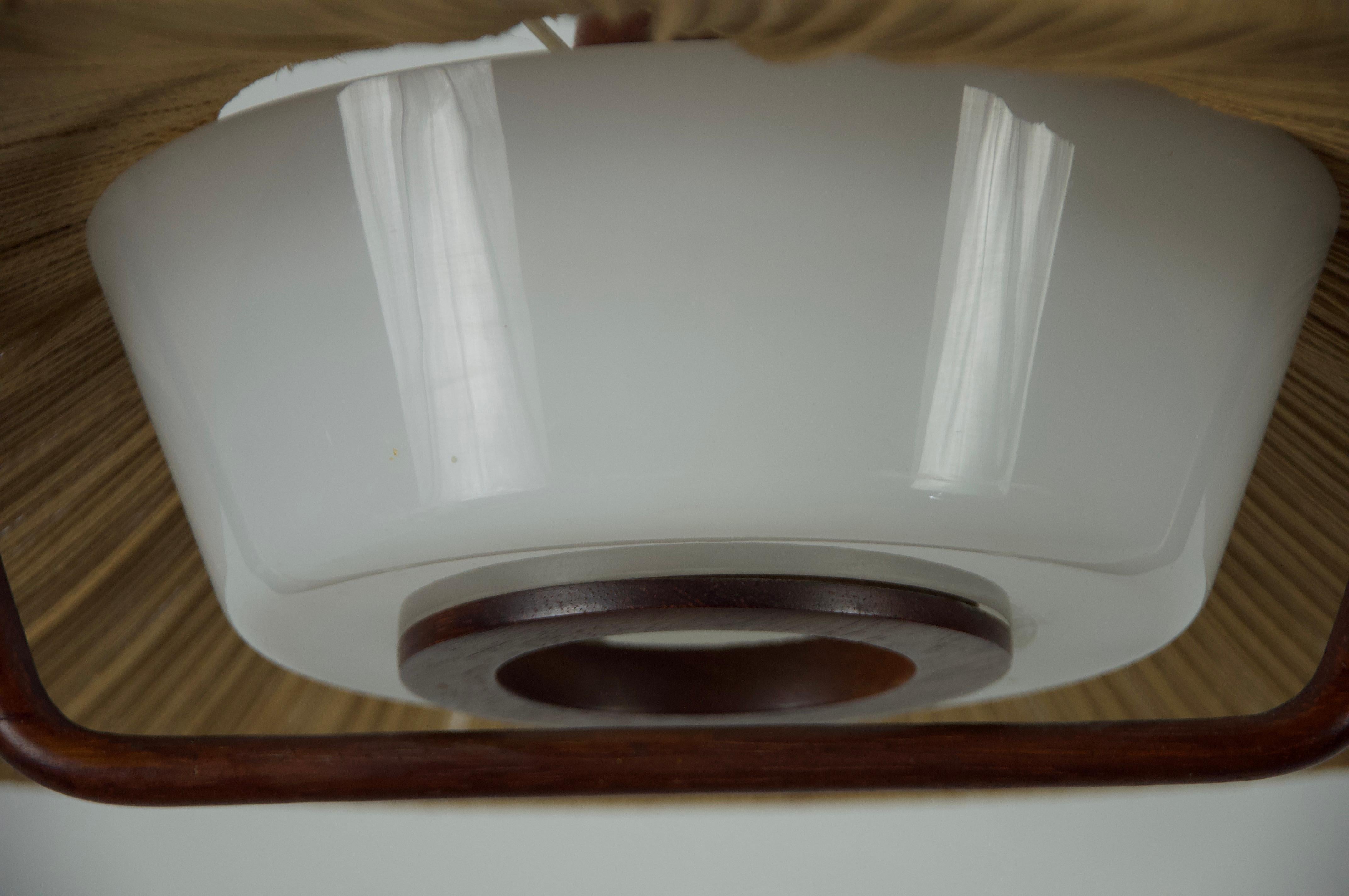 Lampada a sospensione di Temde con paralume in teak e corda, circa 1960 in vendita 8
