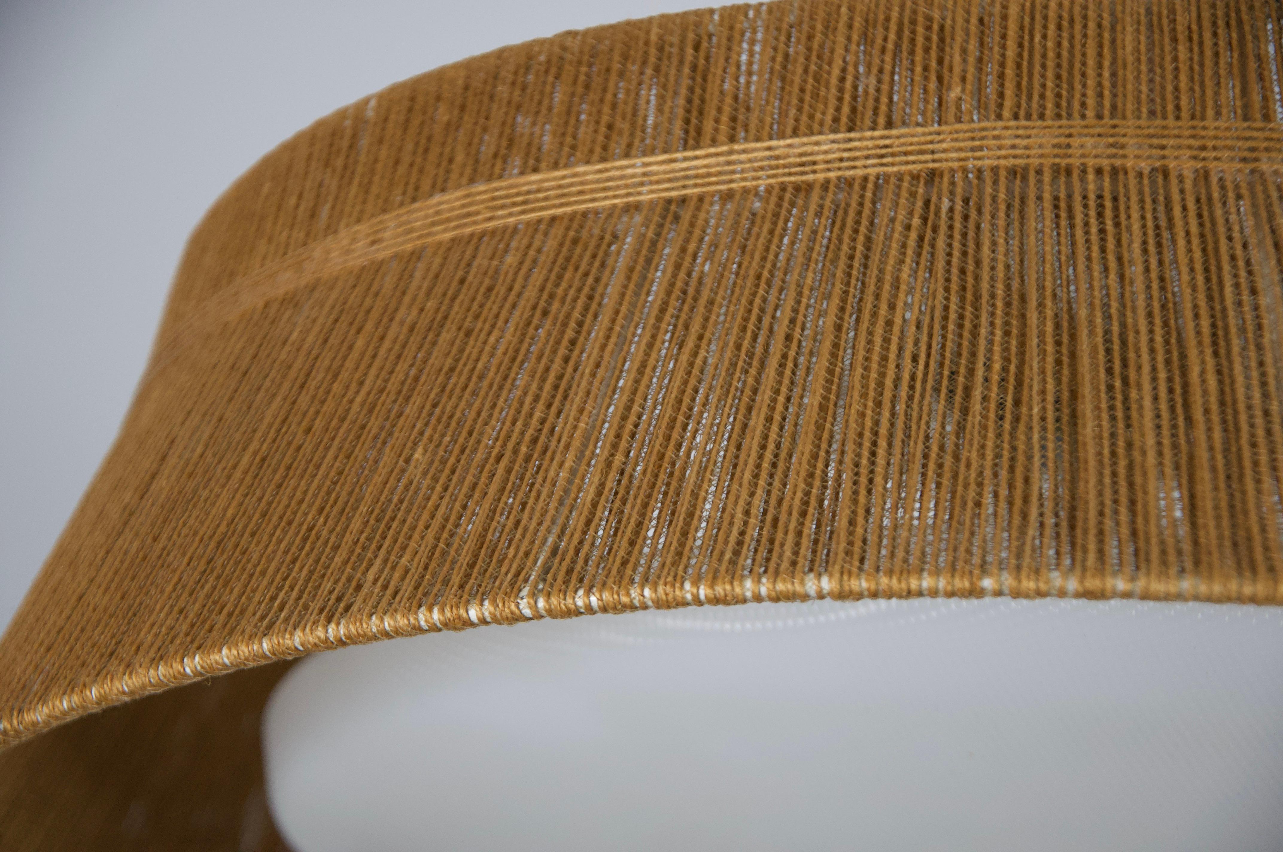 Midcentury Teak and Cord Shade Hanging Lamp by Temde, circa 1960 For Sale 9