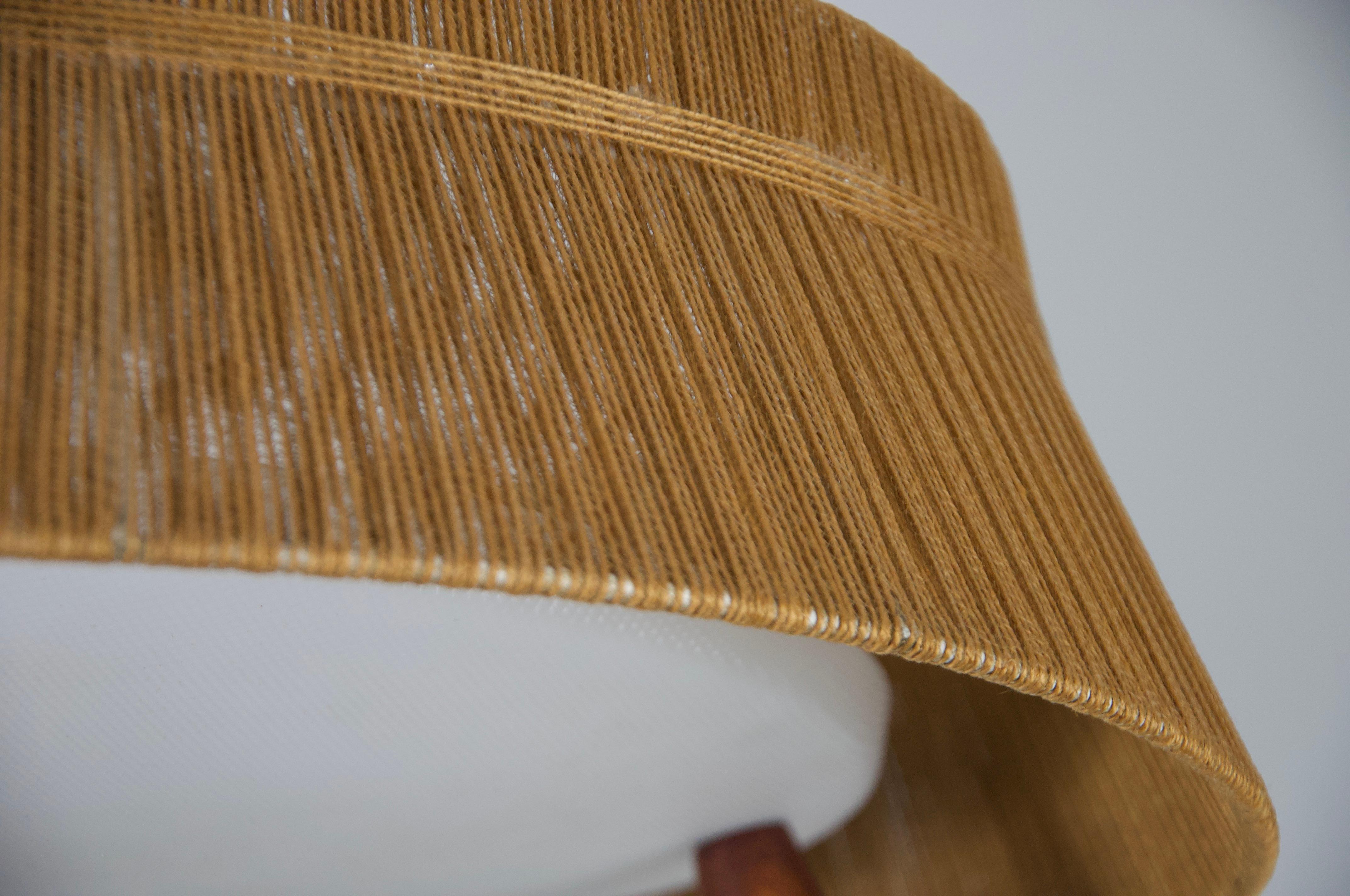 Midcentury Teak and Cord Shade Hanging Lamp by Temde, circa 1960 For Sale 10