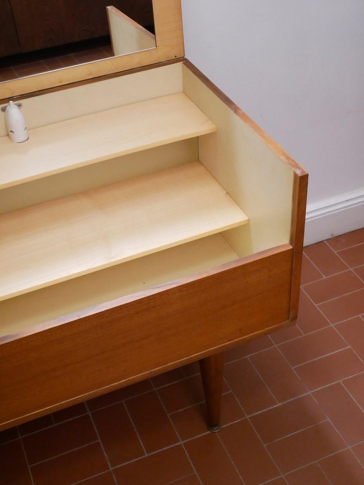 Midcentury Teak and Enamel Vanity Console, 1960s For Sale 4