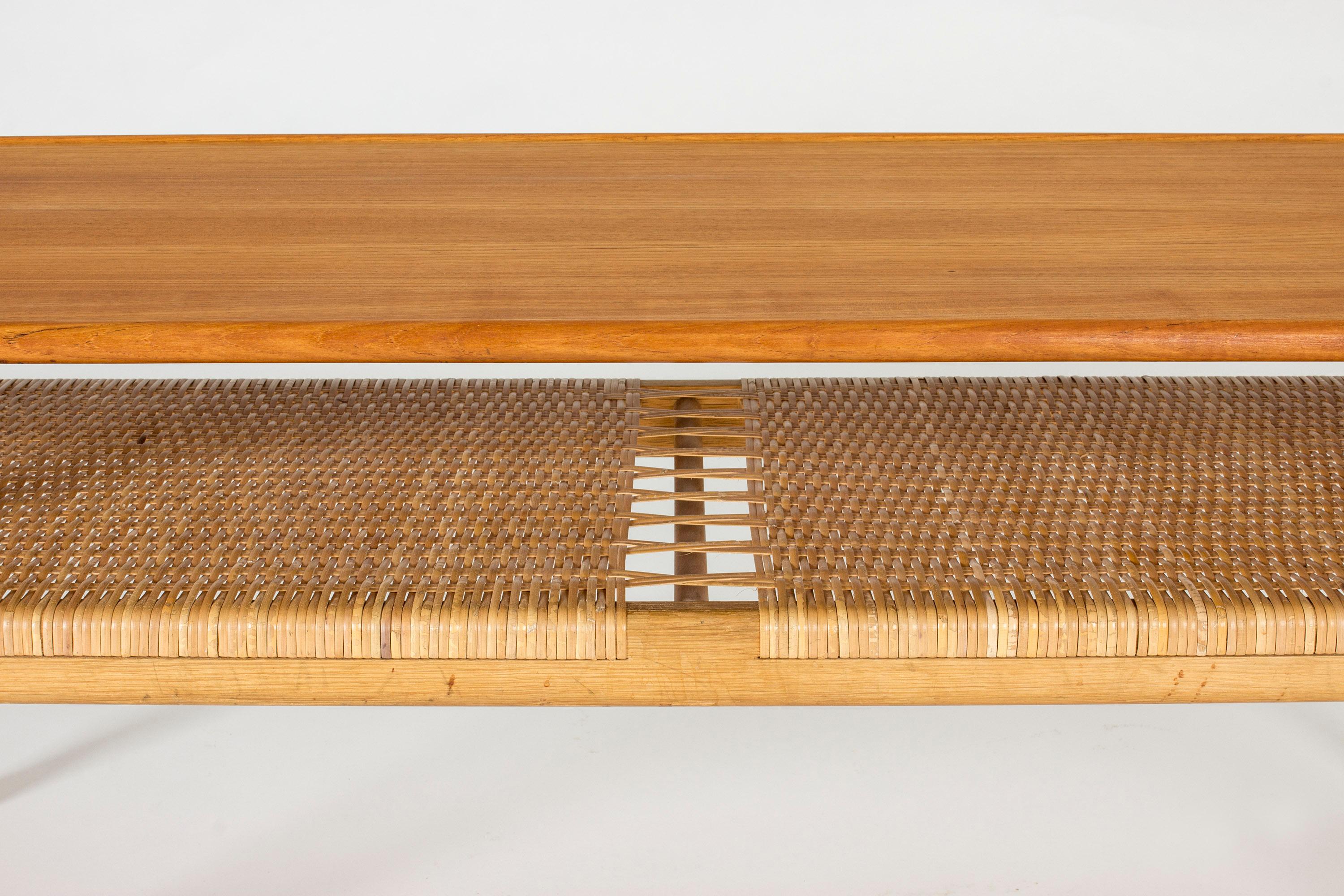 Midcentury Teak and Rattan Coffee Table by Hans J. Wegner 1