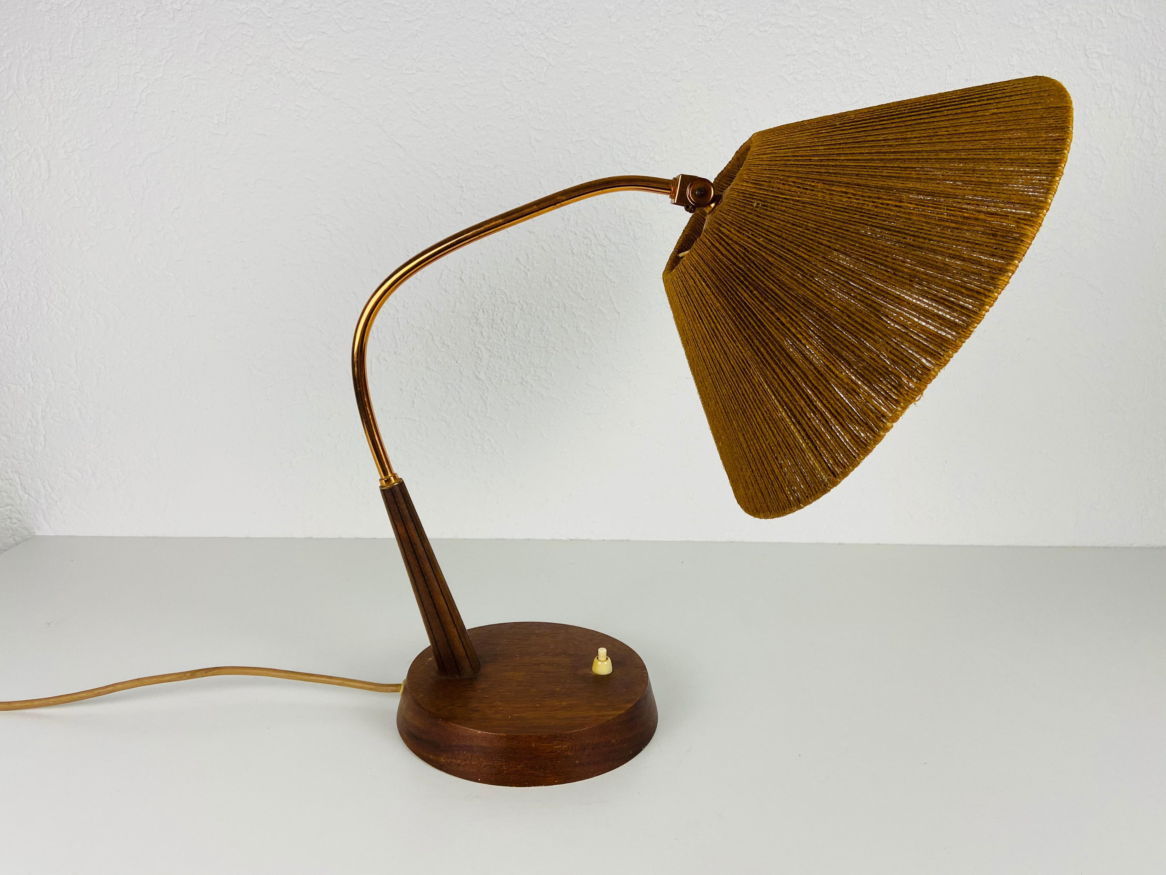 Midcentury Teak and Rattan Table Lamp by Temde, circa 1970 5