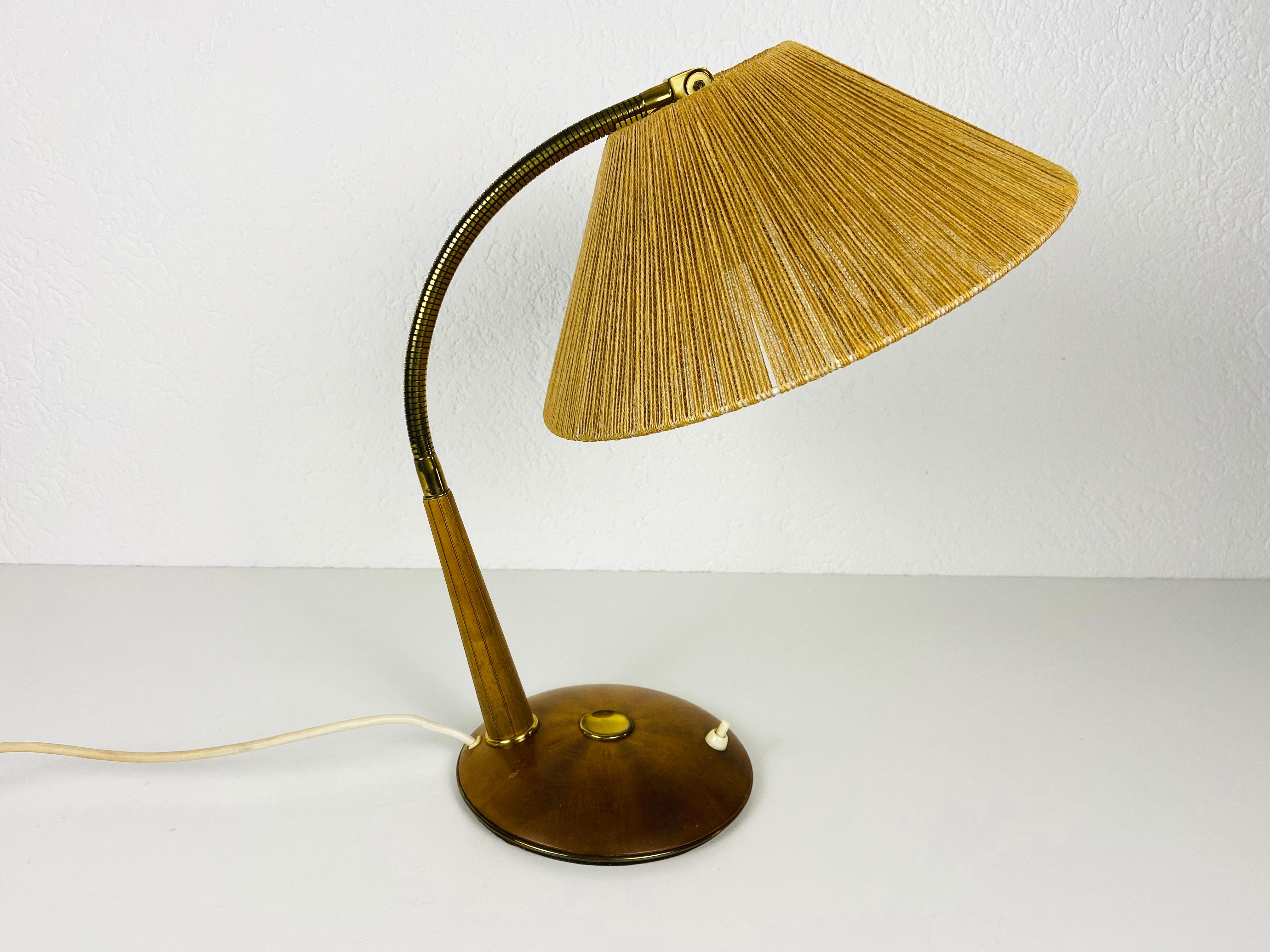 Midcentury Teak and Rattan Table Lamp by Temde, circa 1970 For Sale 5
