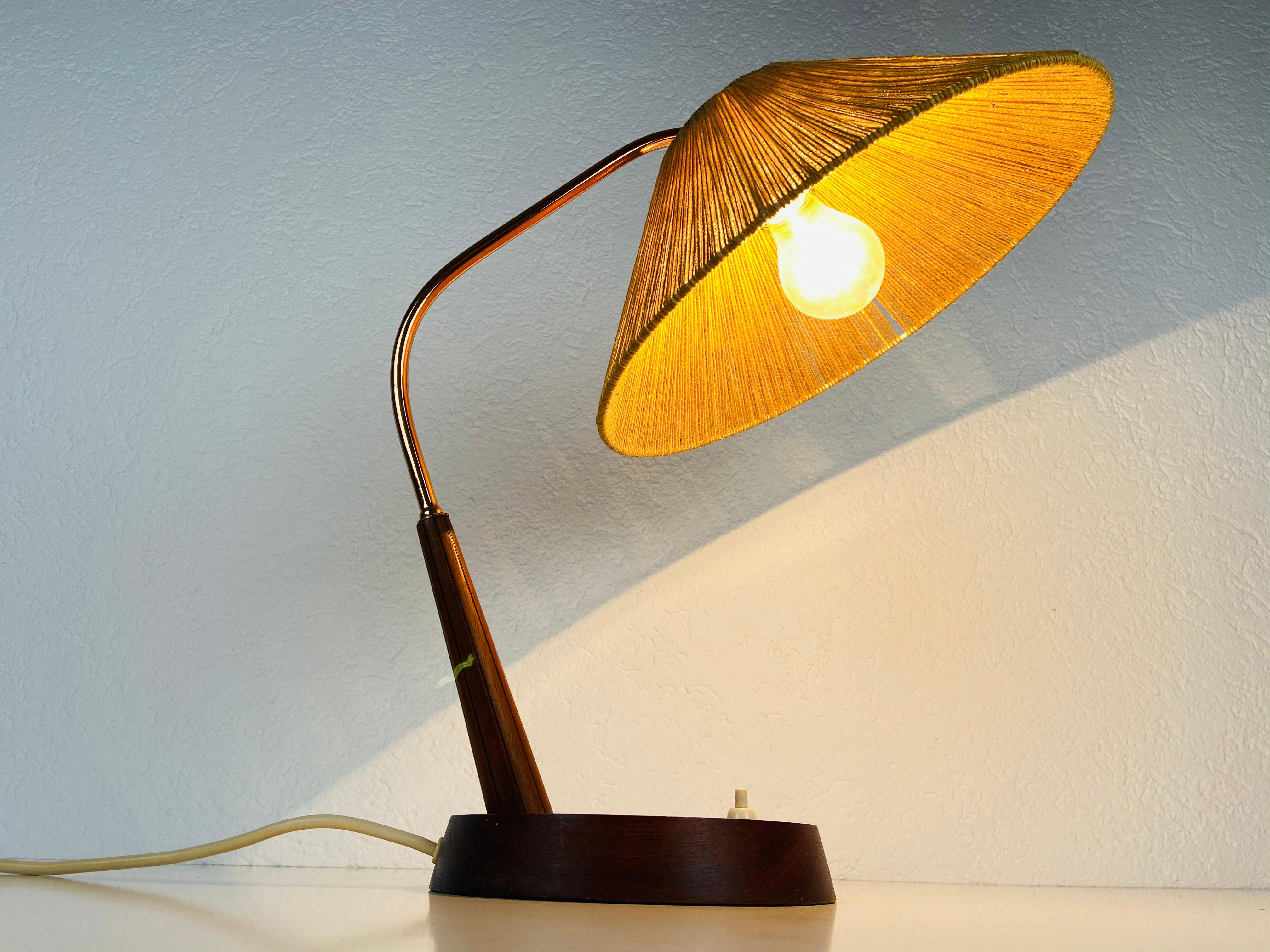 Midcentury Teak and Rattan Table Lamp by Temde, circa 1970 For Sale 6