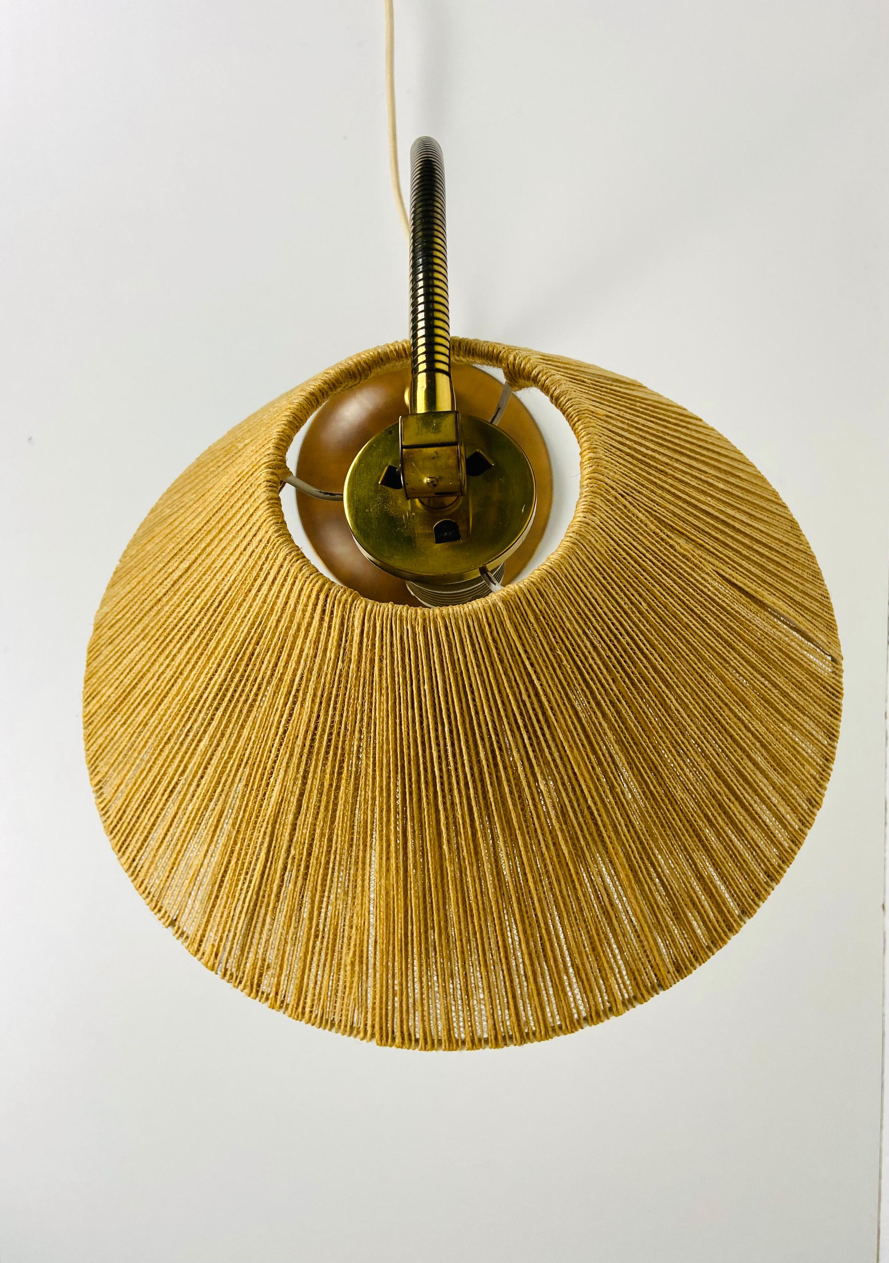 Midcentury Teak and Rattan Table Lamp by Temde, circa 1970 For Sale 6