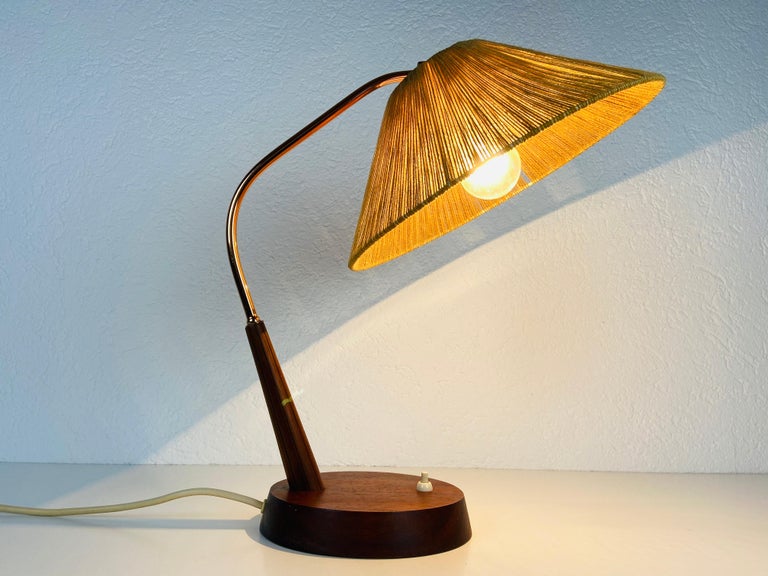 Midcentury Teak and Rattan Table Lamp by Temde, circa 1970 For Sale at  1stDibs