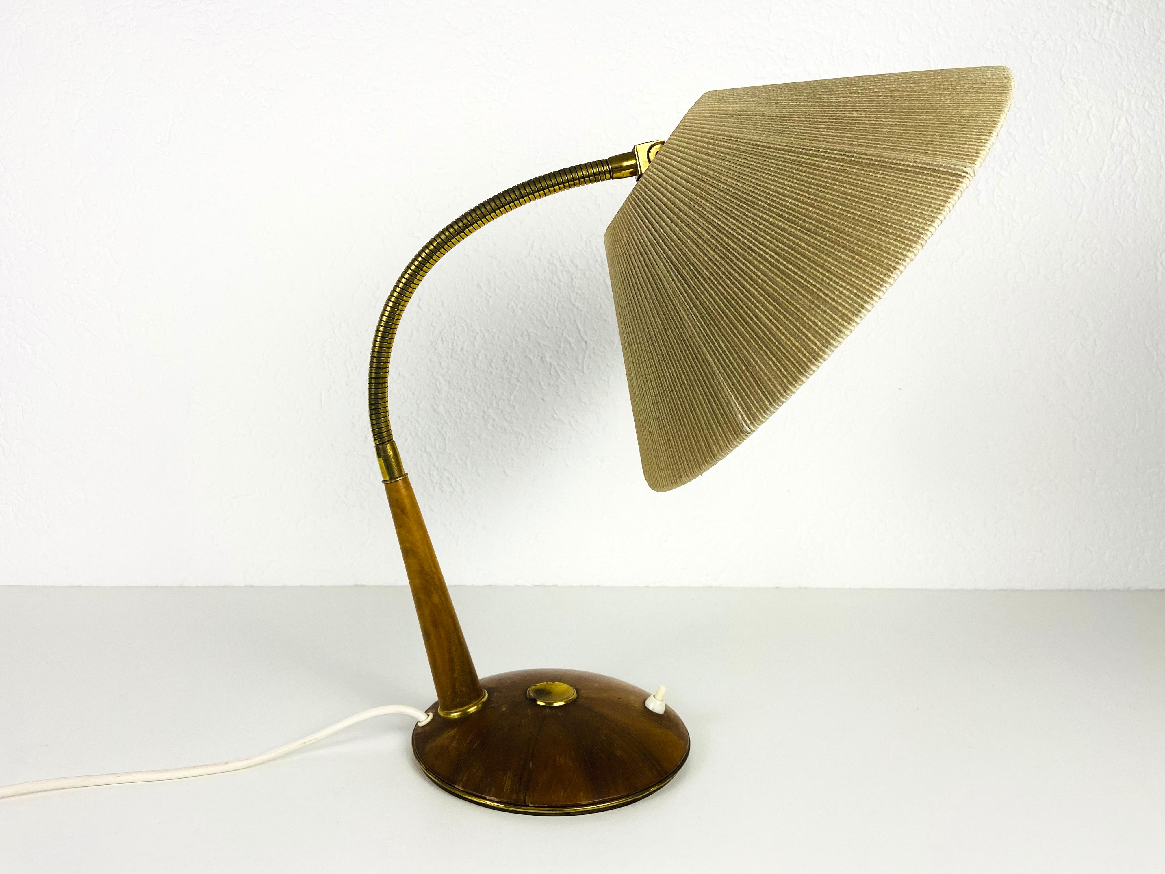 Midcentury Teak and Rattan Table Lamp by Temde, circa 1970 7