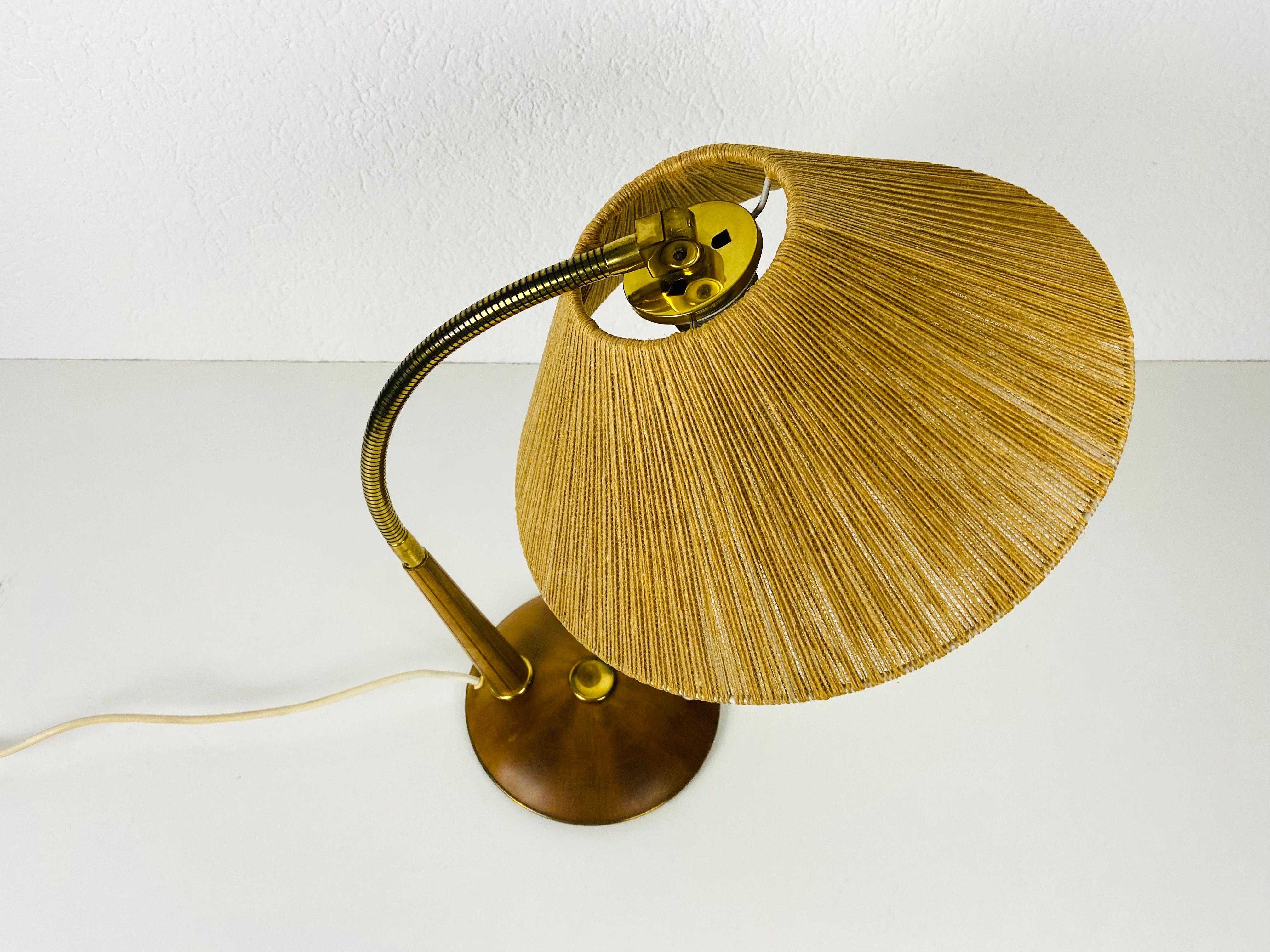 Midcentury Teak and Rattan Table Lamp by Temde, circa 1970 For Sale 7