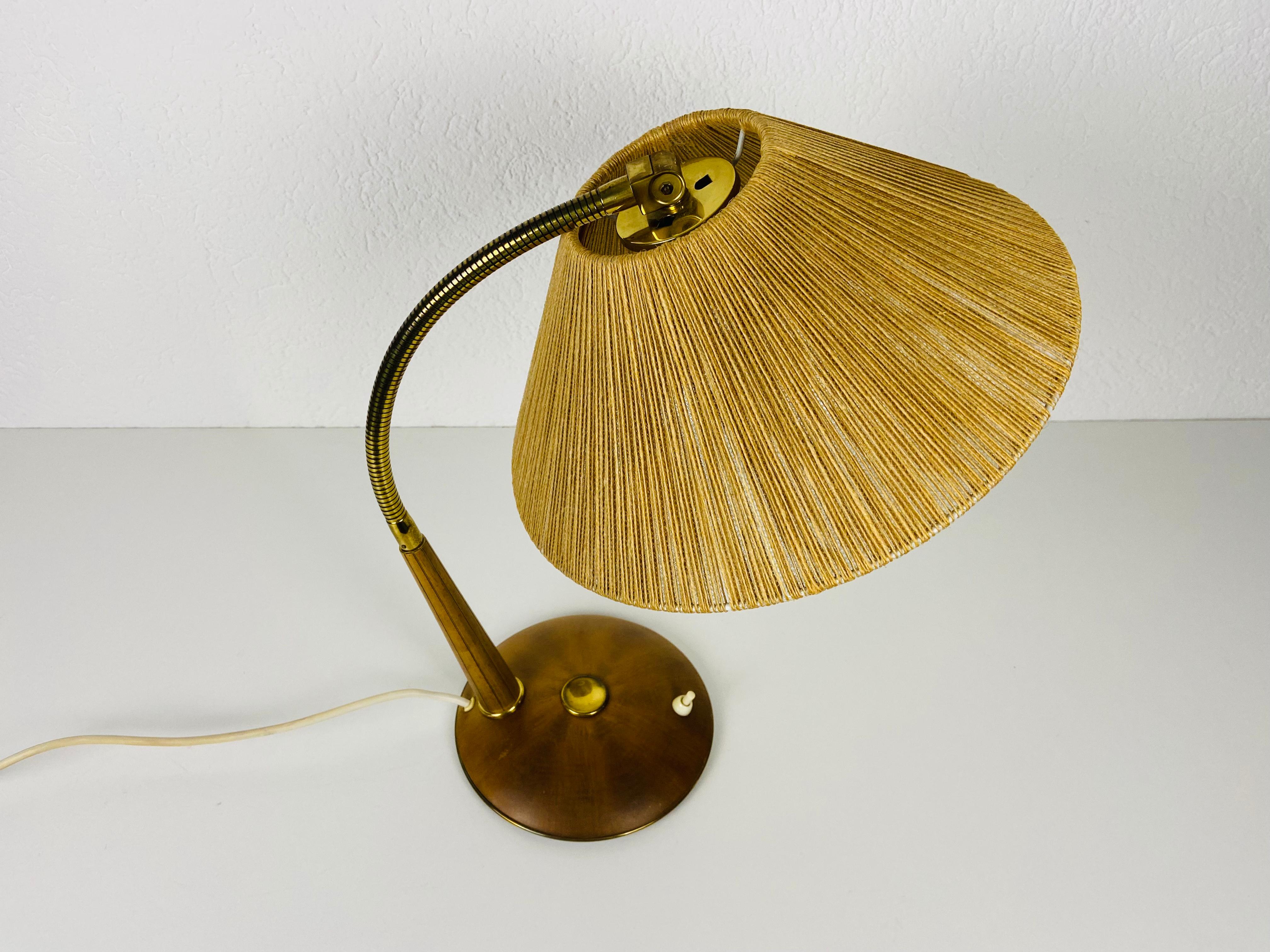 Midcentury Teak and Rattan Table Lamp by Temde, circa 1970 For Sale 8