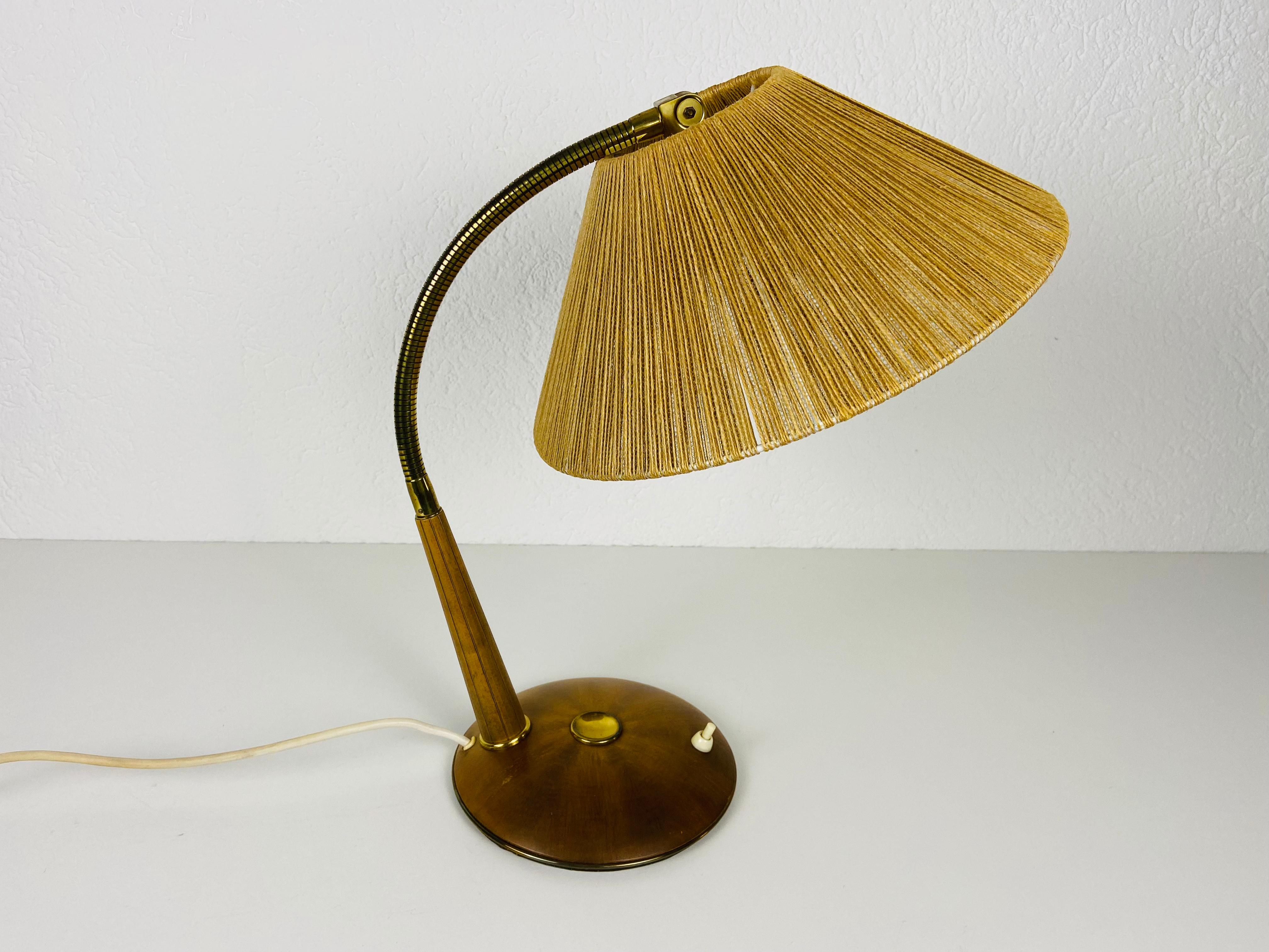 Midcentury Teak and Rattan Table Lamp by Temde, circa 1970 For Sale 9