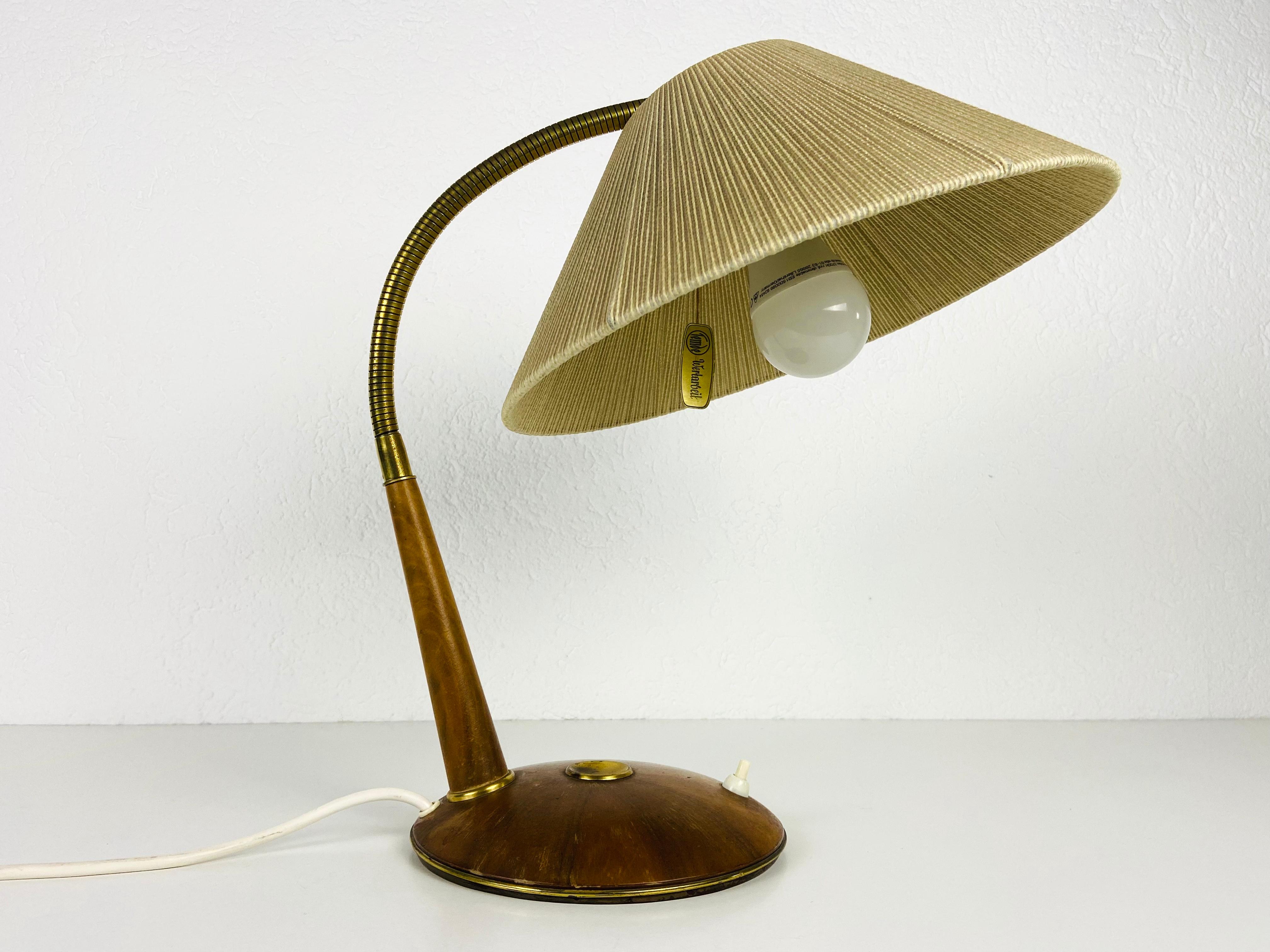 Midcentury Teak and Rattan Table Lamp by Temde, circa 1970 10