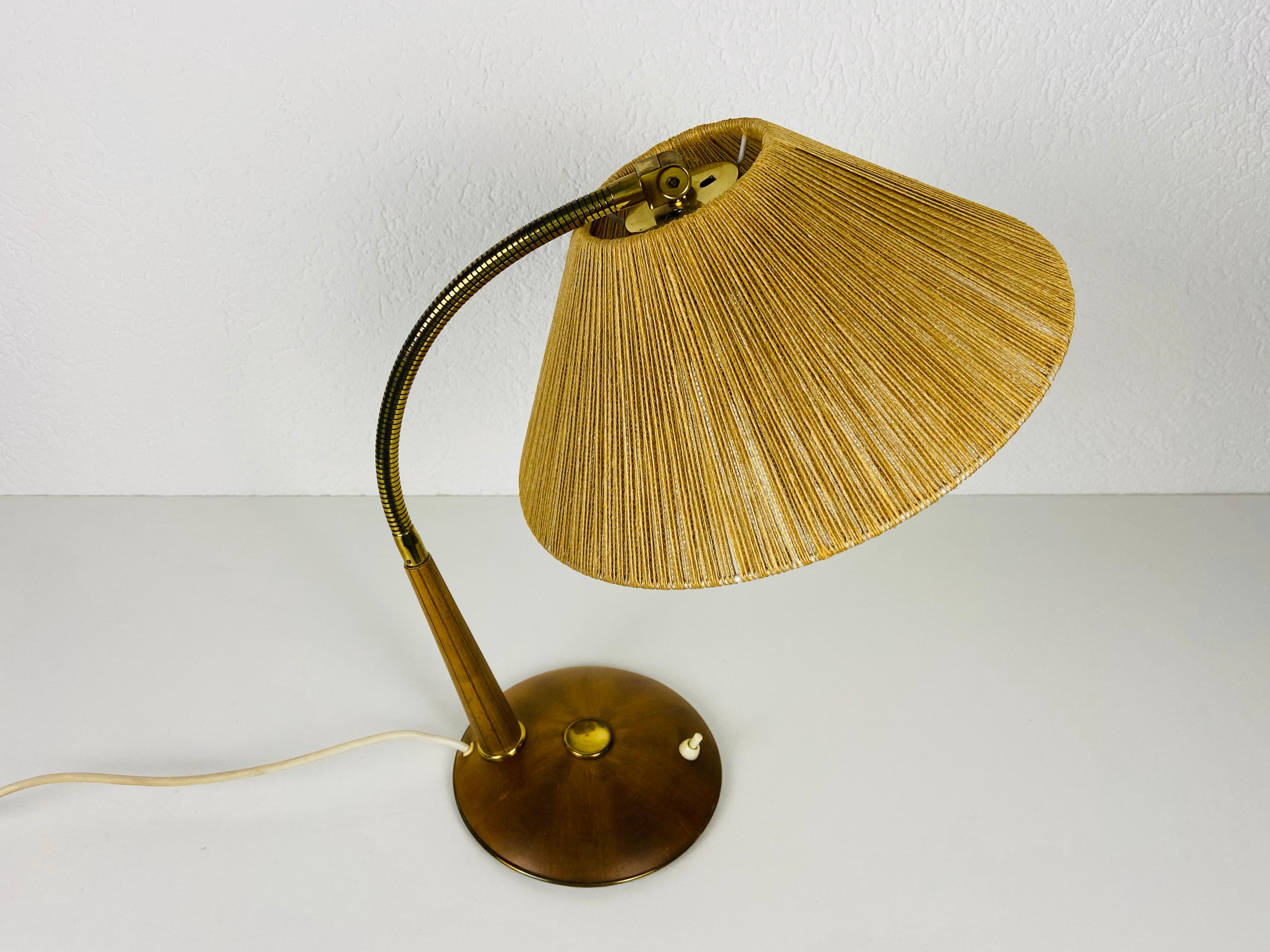 Midcentury Teak and Rattan Table Lamp by Temde, circa 1970 For Sale 10