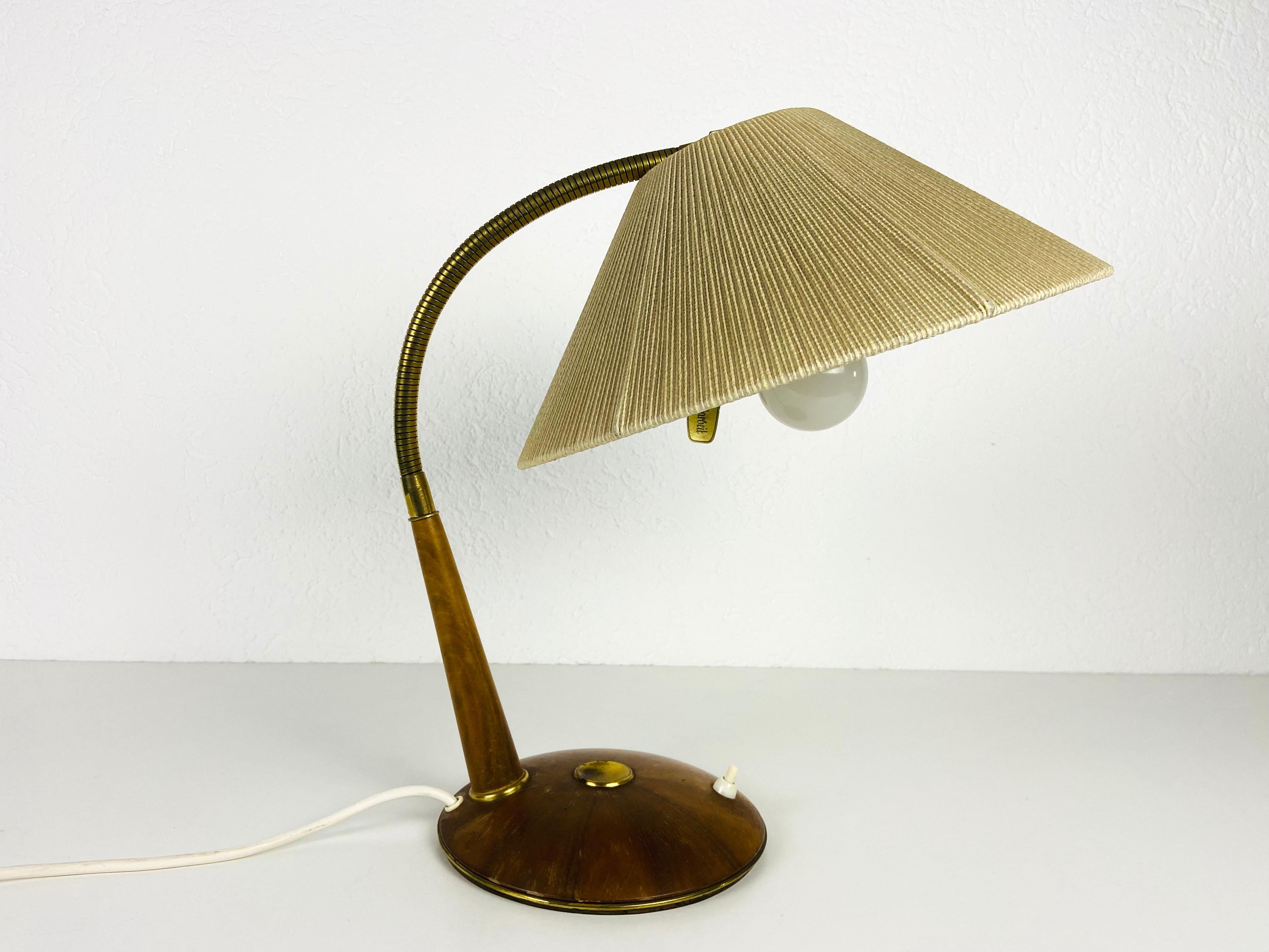 Midcentury Teak and Rattan Table Lamp by Temde, circa 1970 11