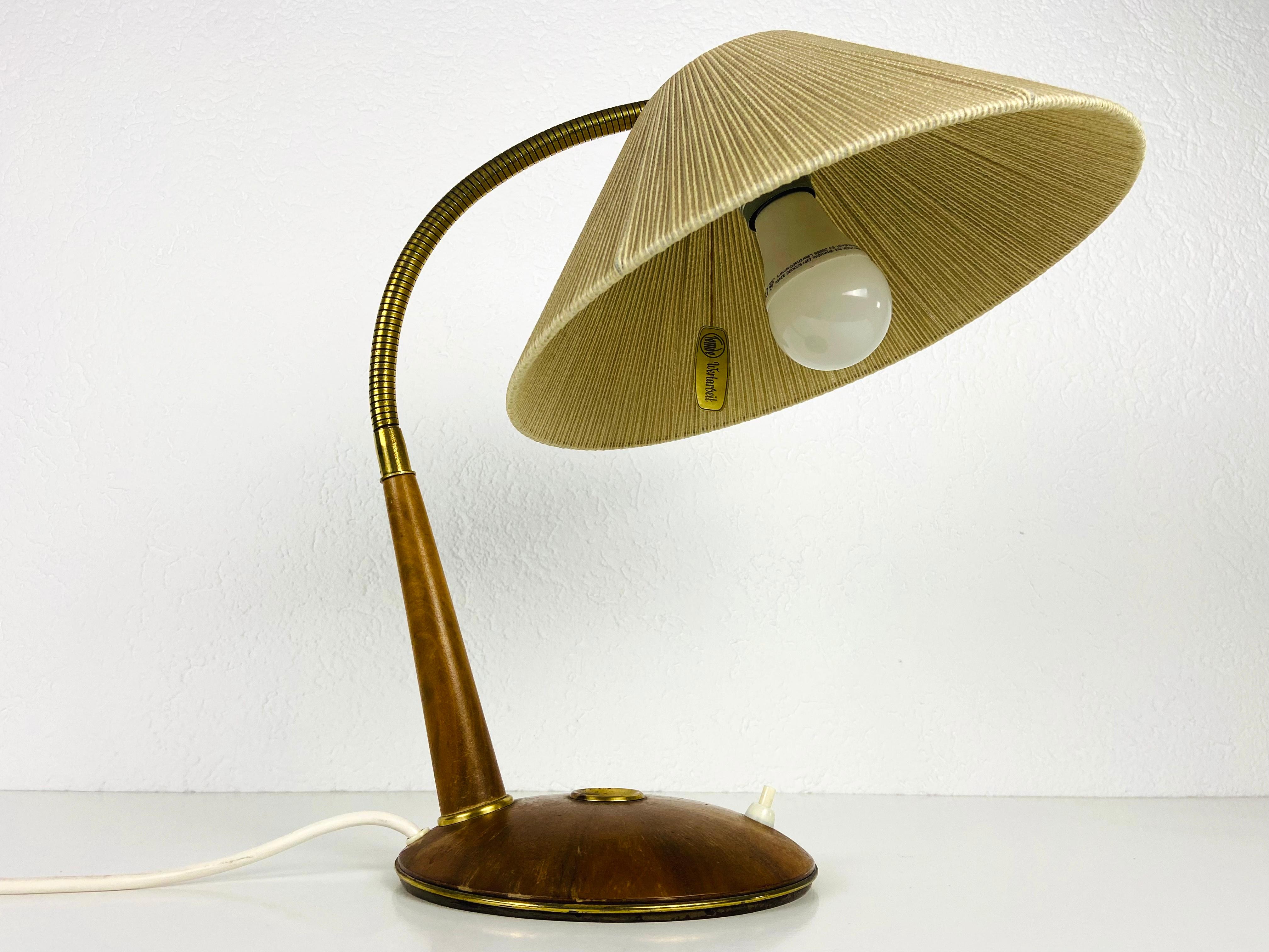 Midcentury Teak and Rattan Table Lamp by Temde, circa 1970 12