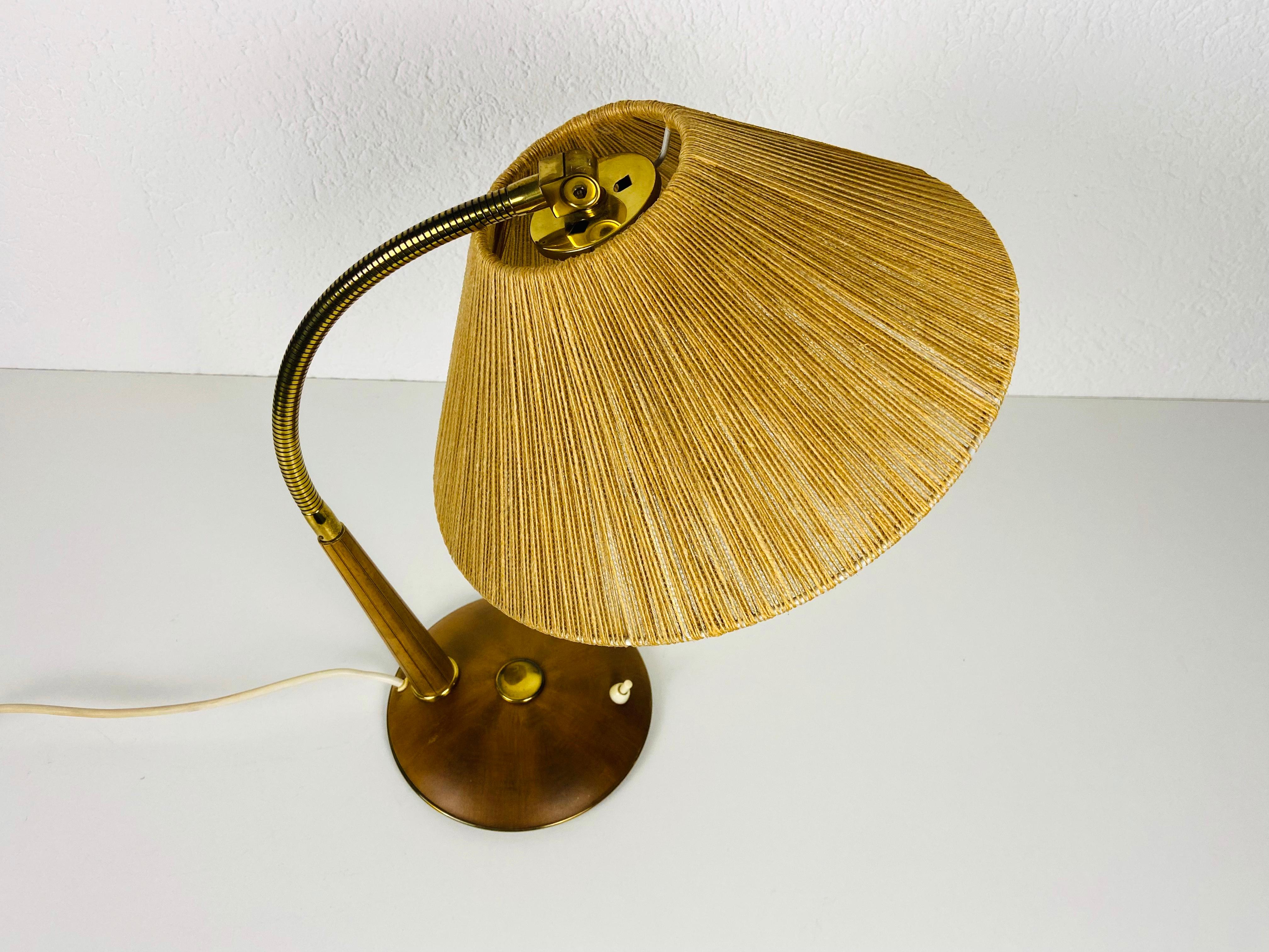 Midcentury Teak and Rattan Table Lamp by Temde, circa 1970 For Sale 12