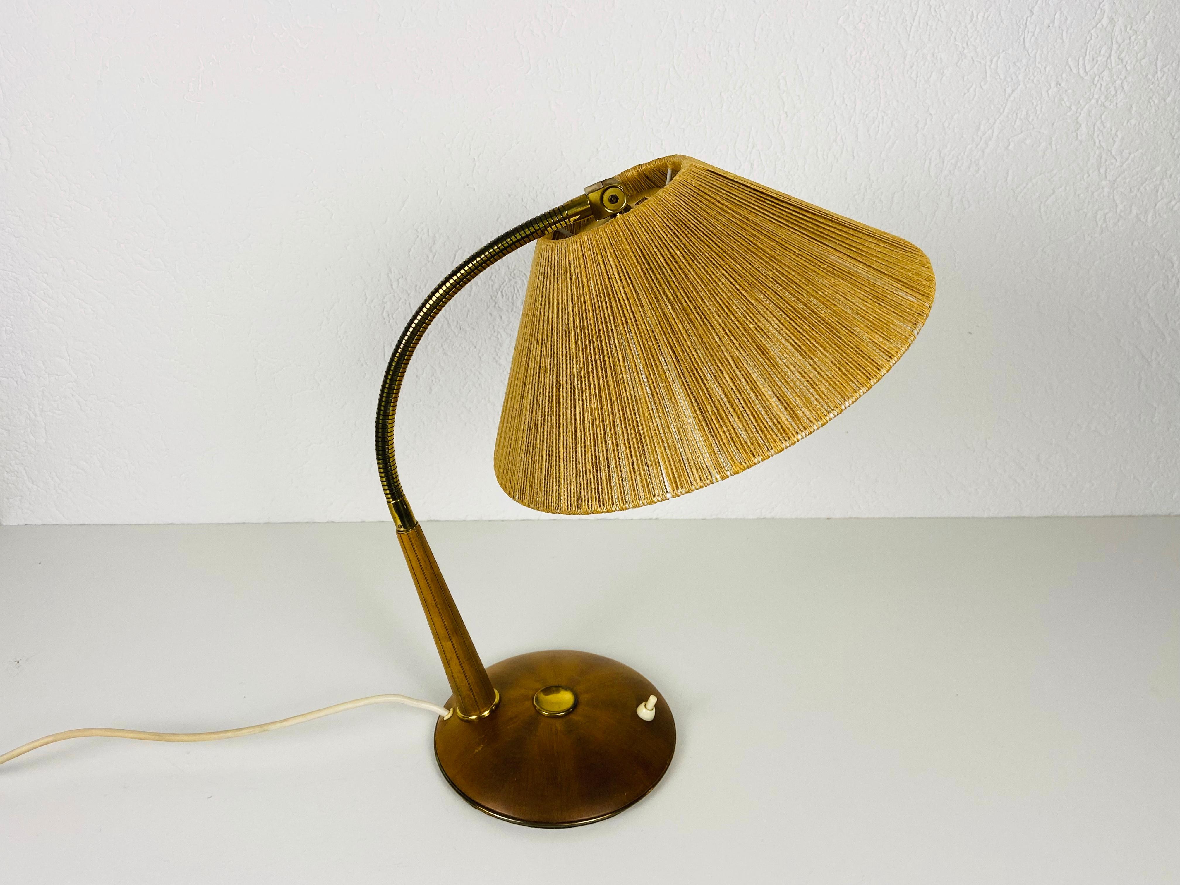Midcentury Teak and Rattan Table Lamp by Temde, circa 1970 For Sale 13
