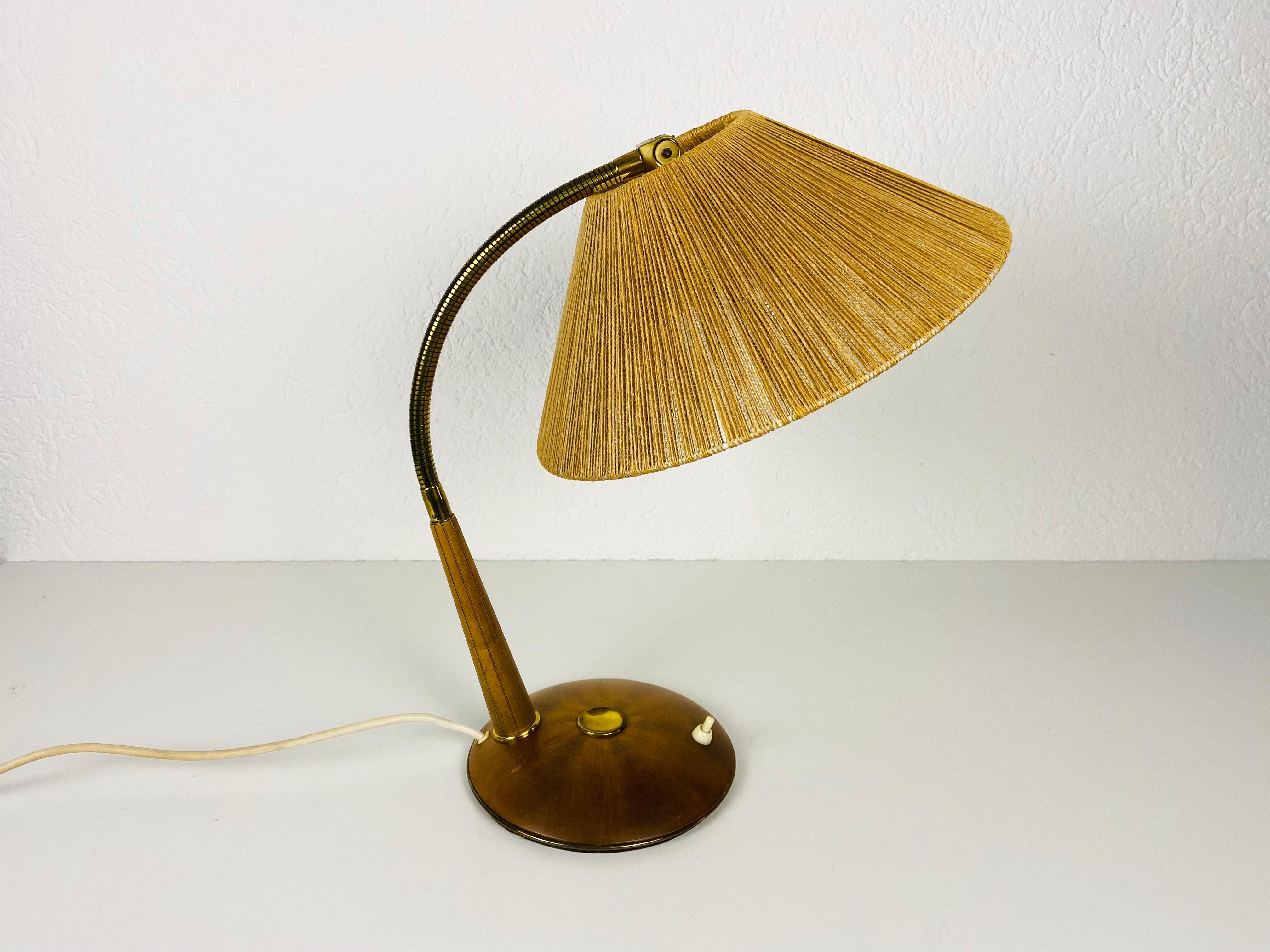 Midcentury Teak and Rattan Table Lamp by Temde, circa 1970 For Sale 14