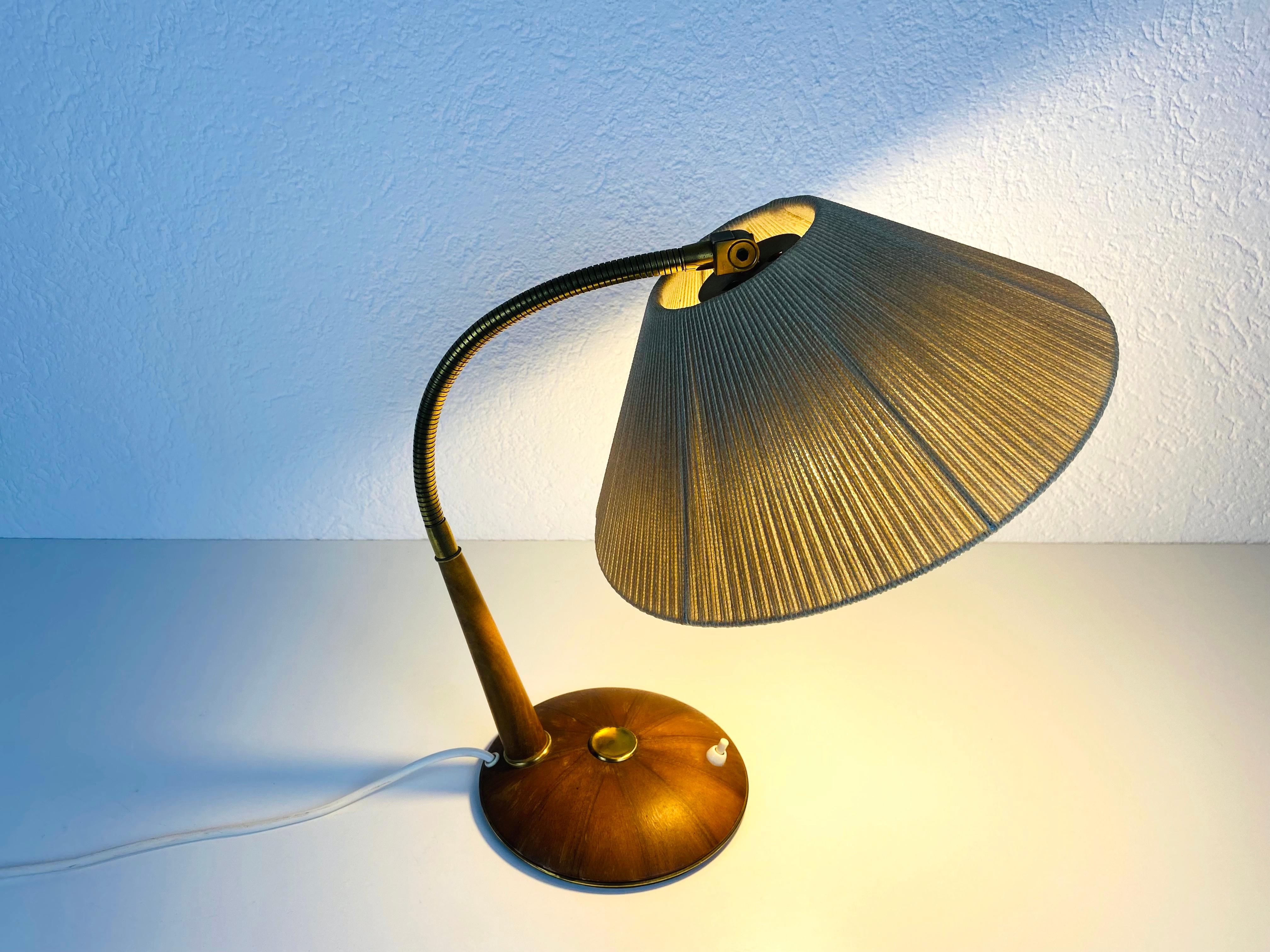 Mid-Century Modern Midcentury Teak and Rattan Table Lamp by Temde, circa 1970