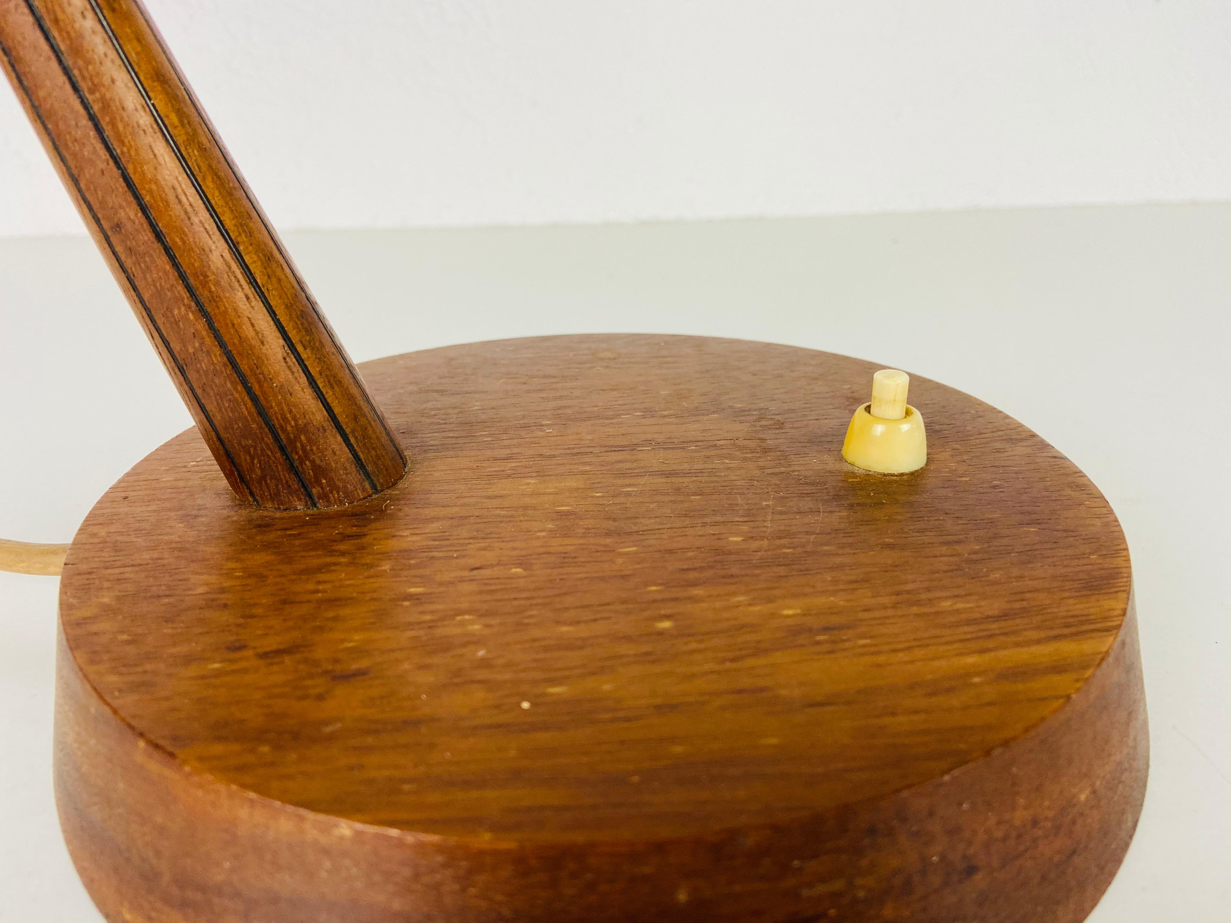 Midcentury Teak and Rattan Table Lamp by Temde, circa 1970 2